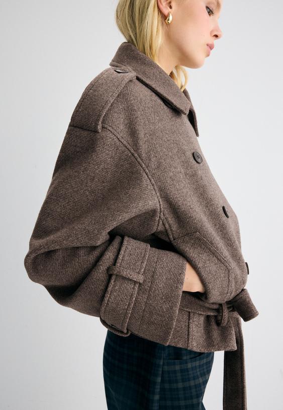 yumusak dokulu oversize trenckot