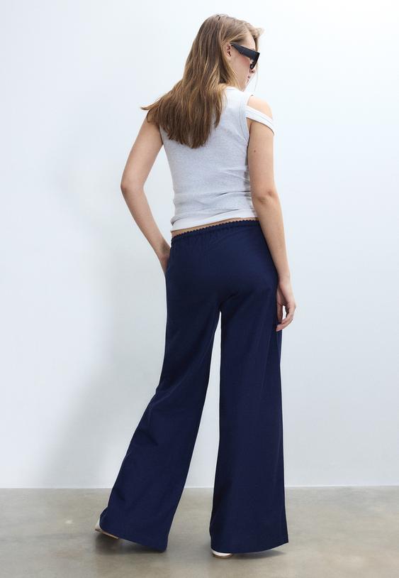 Панталон Тип Wide Leg С Ефект На Лен