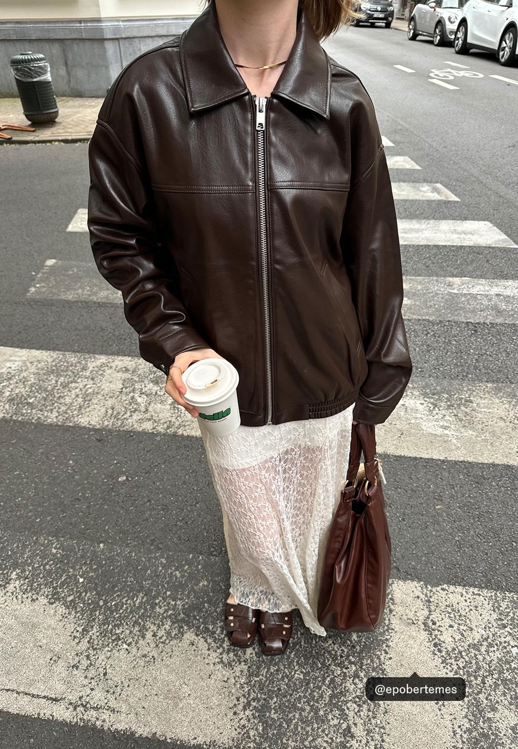 Cazadora oversize efecto piel