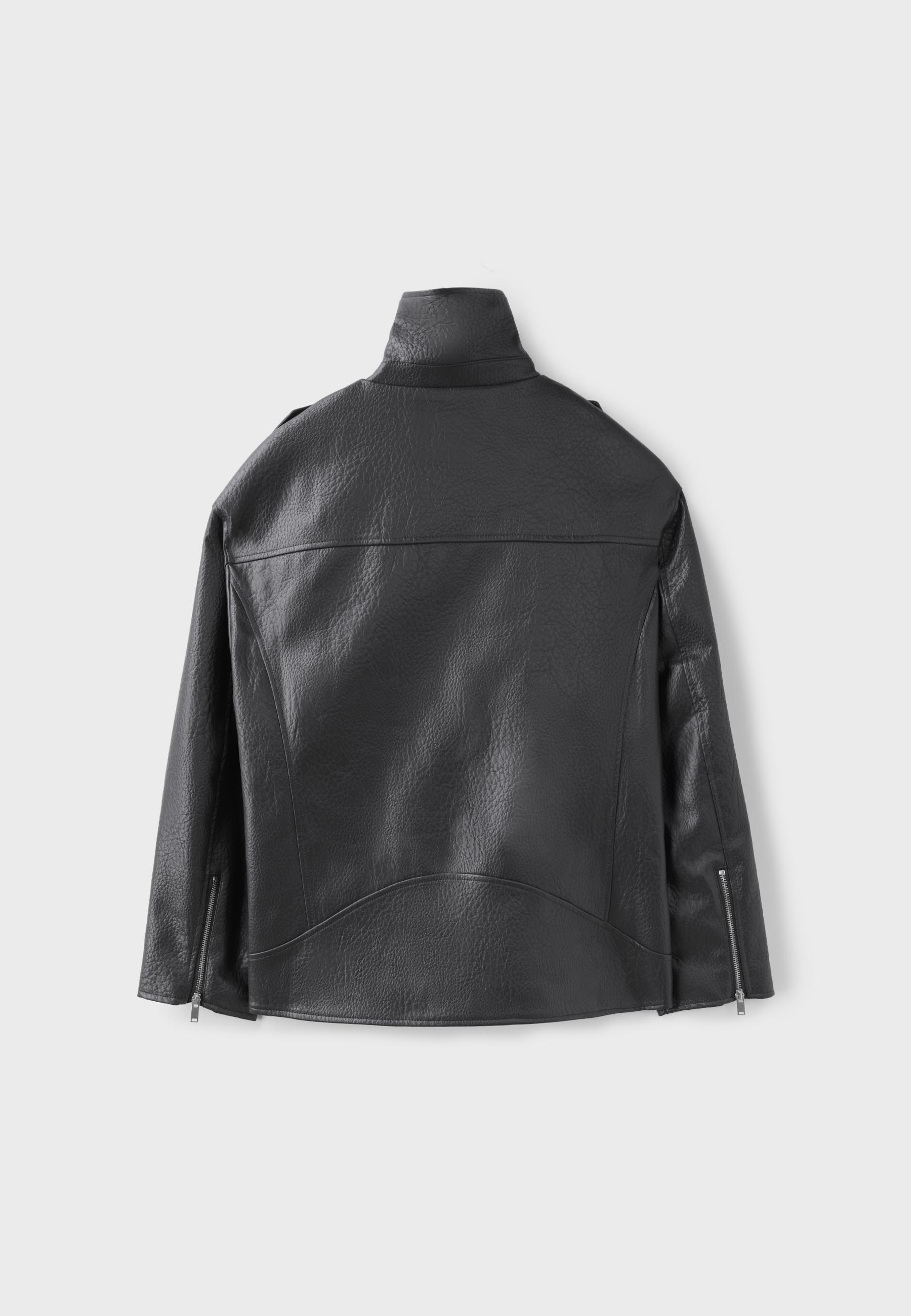 Leather effect biker jacket — Dark grey