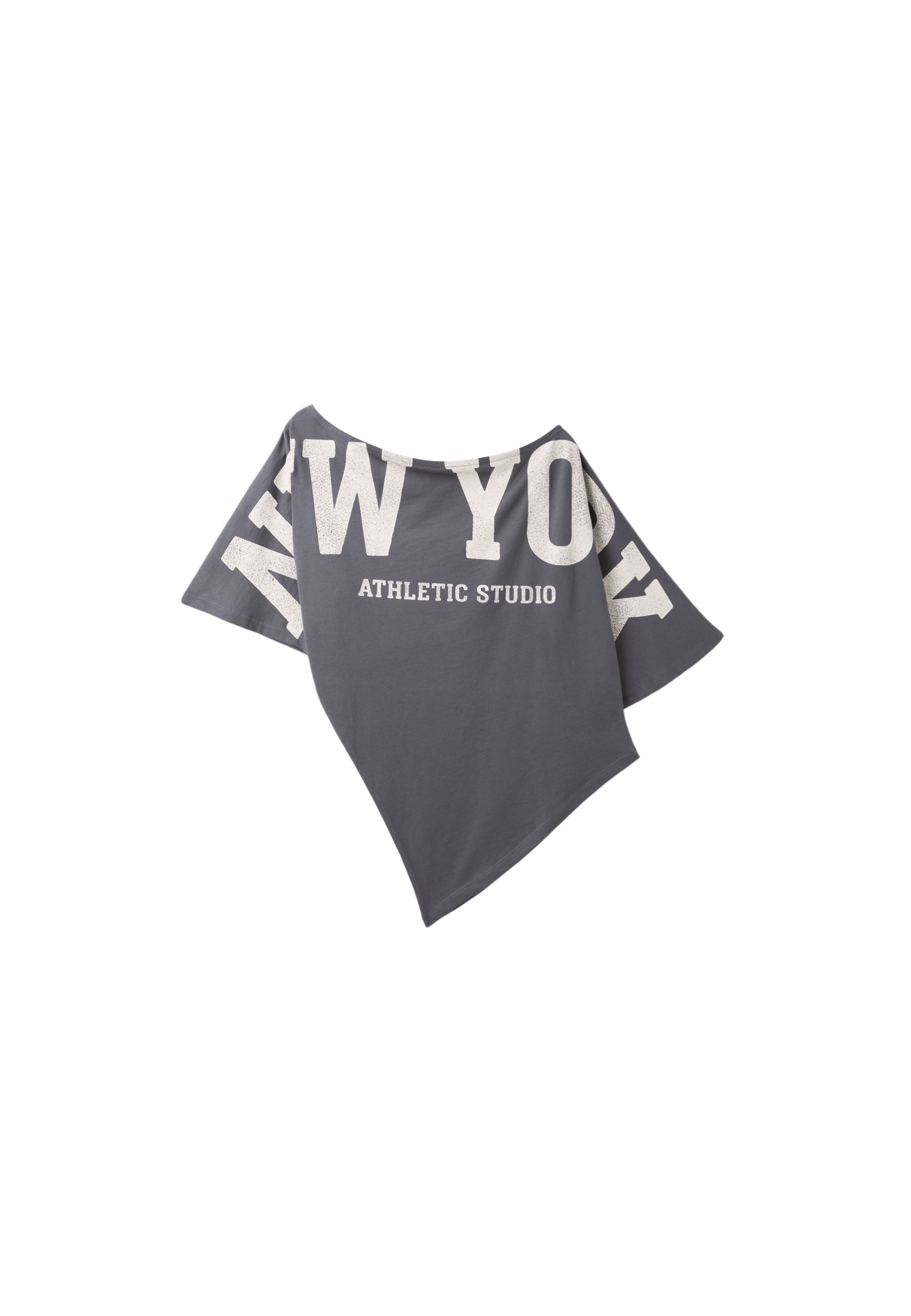 Gathered printed T-shirt — Dark grey