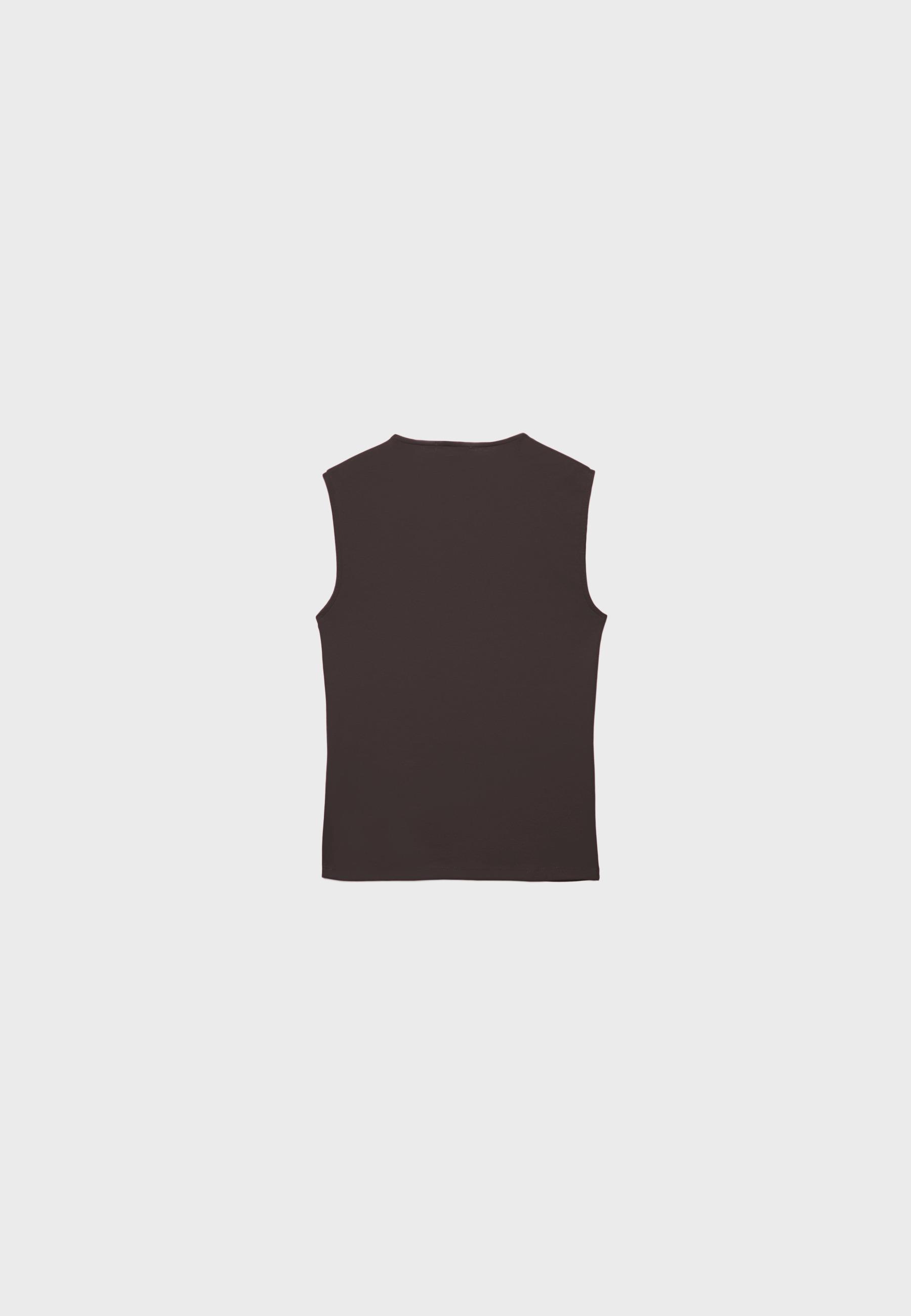 Basic Sleeveless T-Shirt — Brown