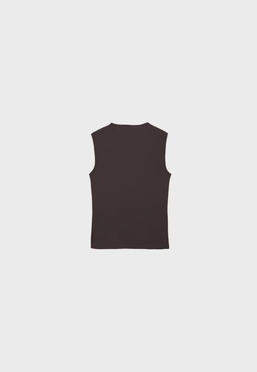 Basic Sleeveless T-Shirt — Brown 8