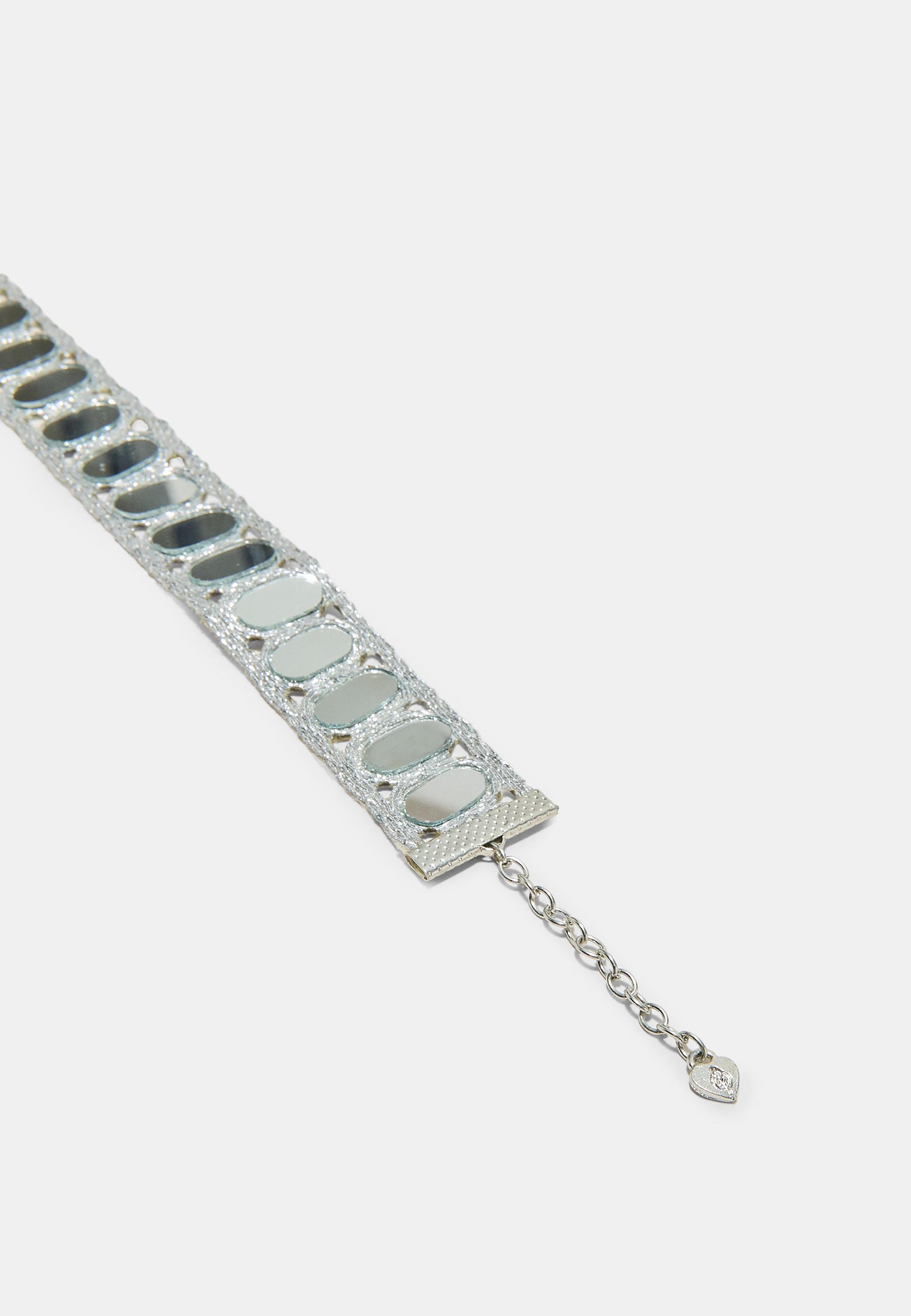 Choker necklace with mini mirrors — Grey