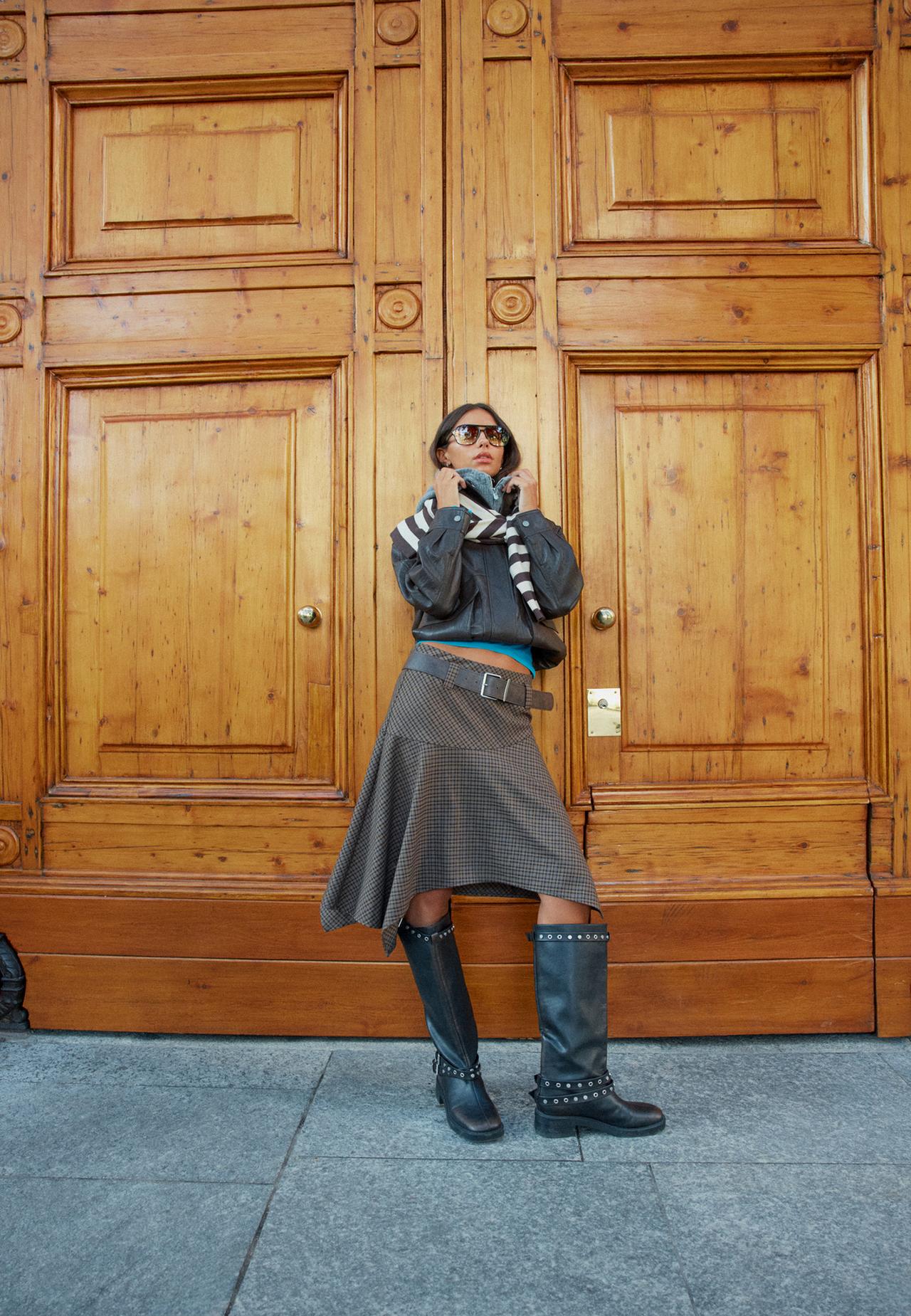 Oversize leather effect jacket — Brown