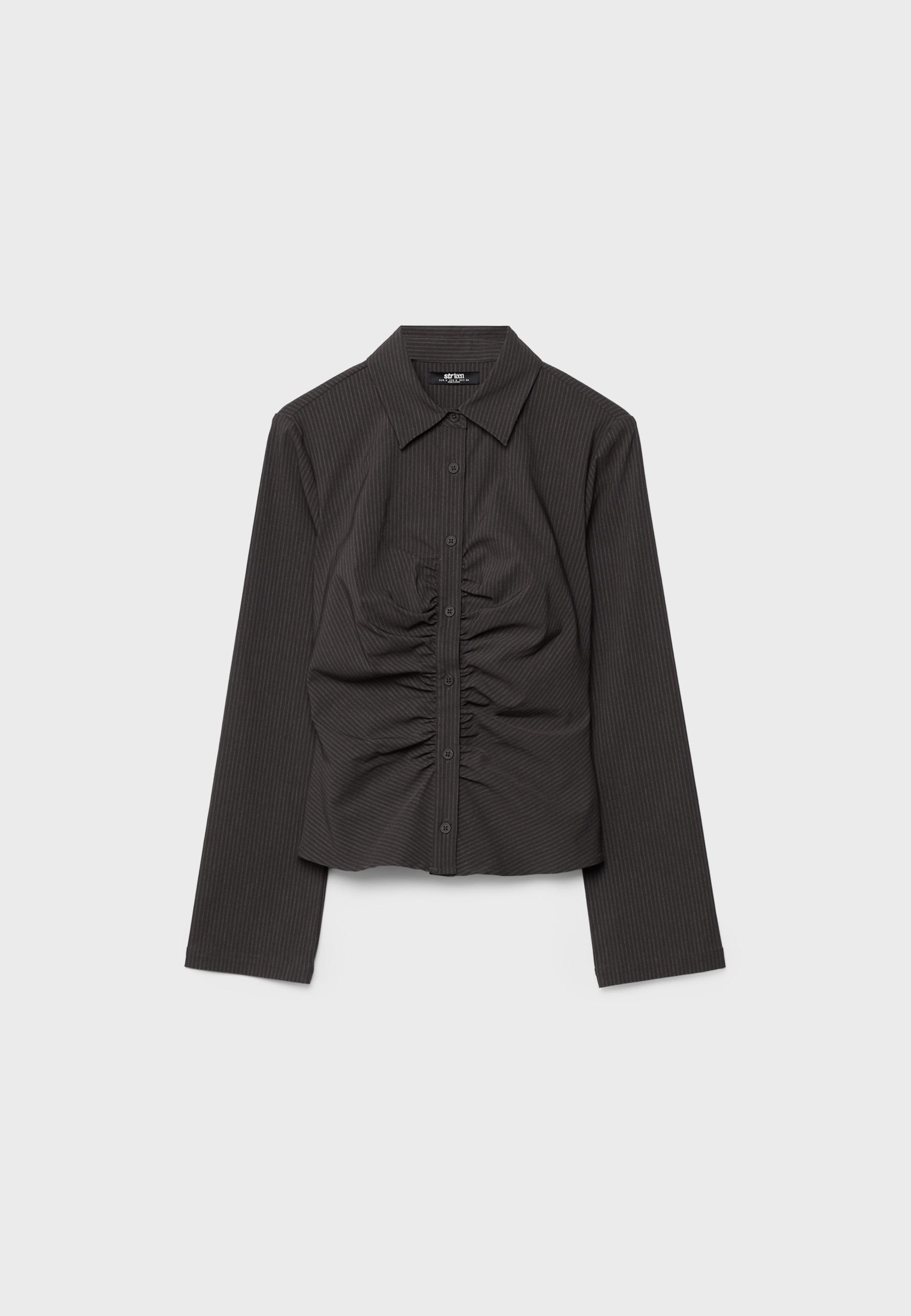 Plain gathered shirt — Brown