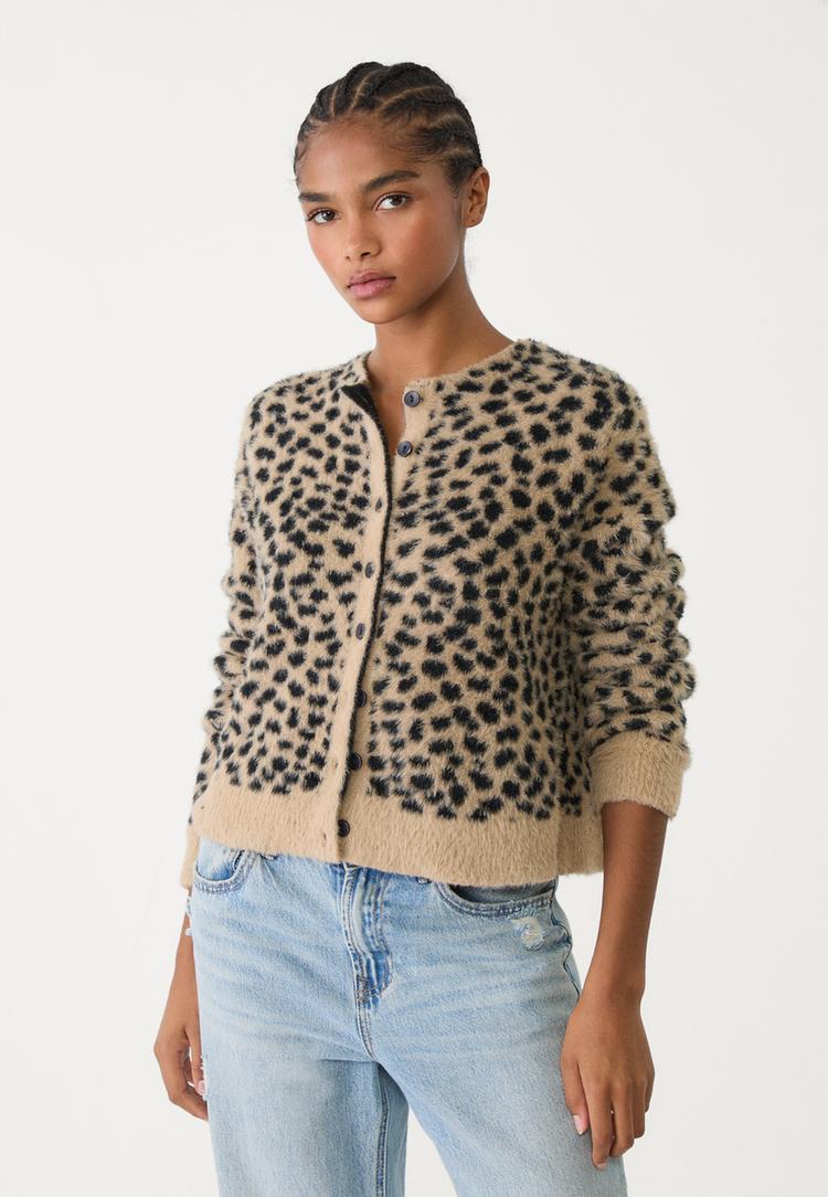 chaqueta punto botones leopardo