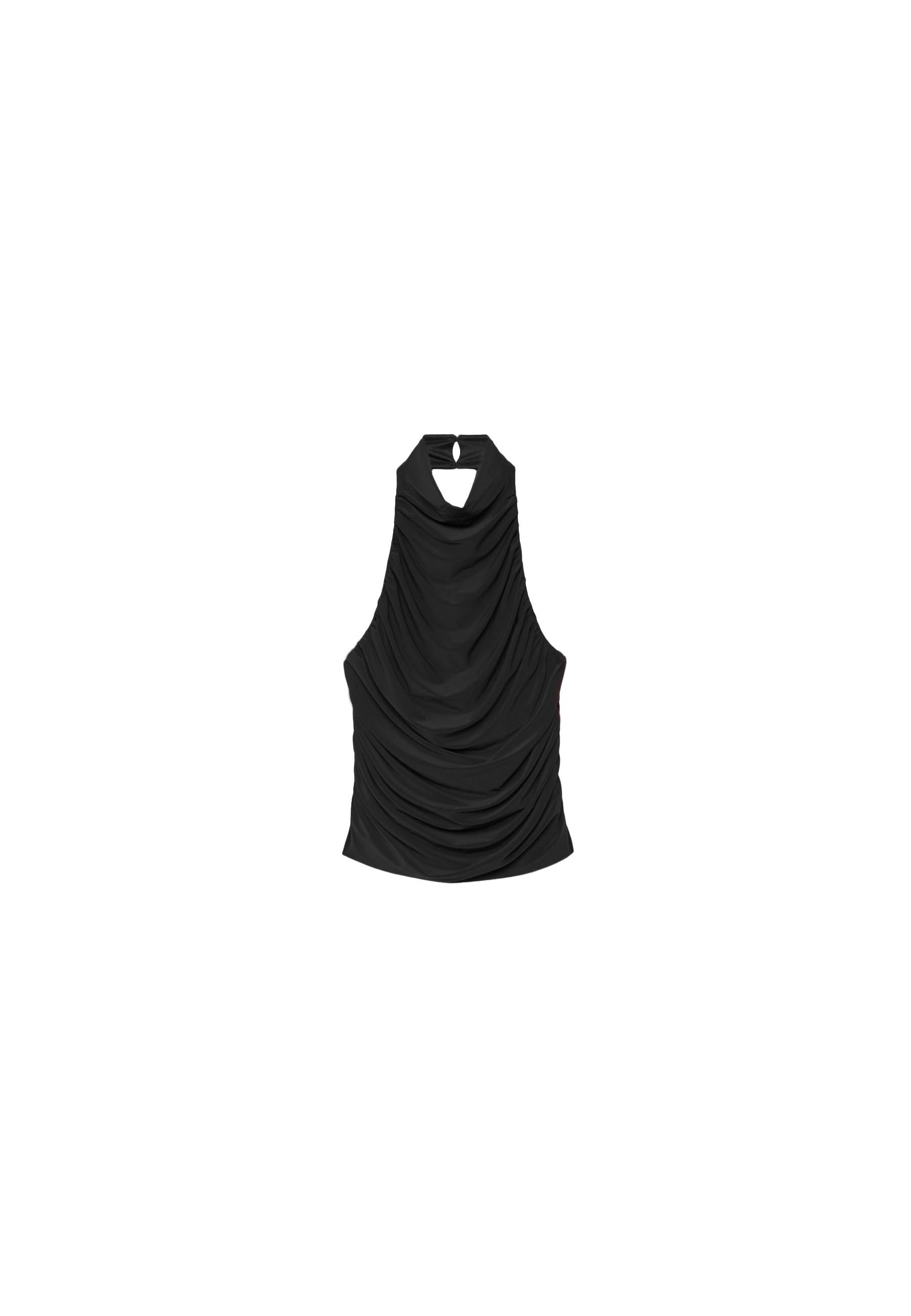 Ruched halter top — Black