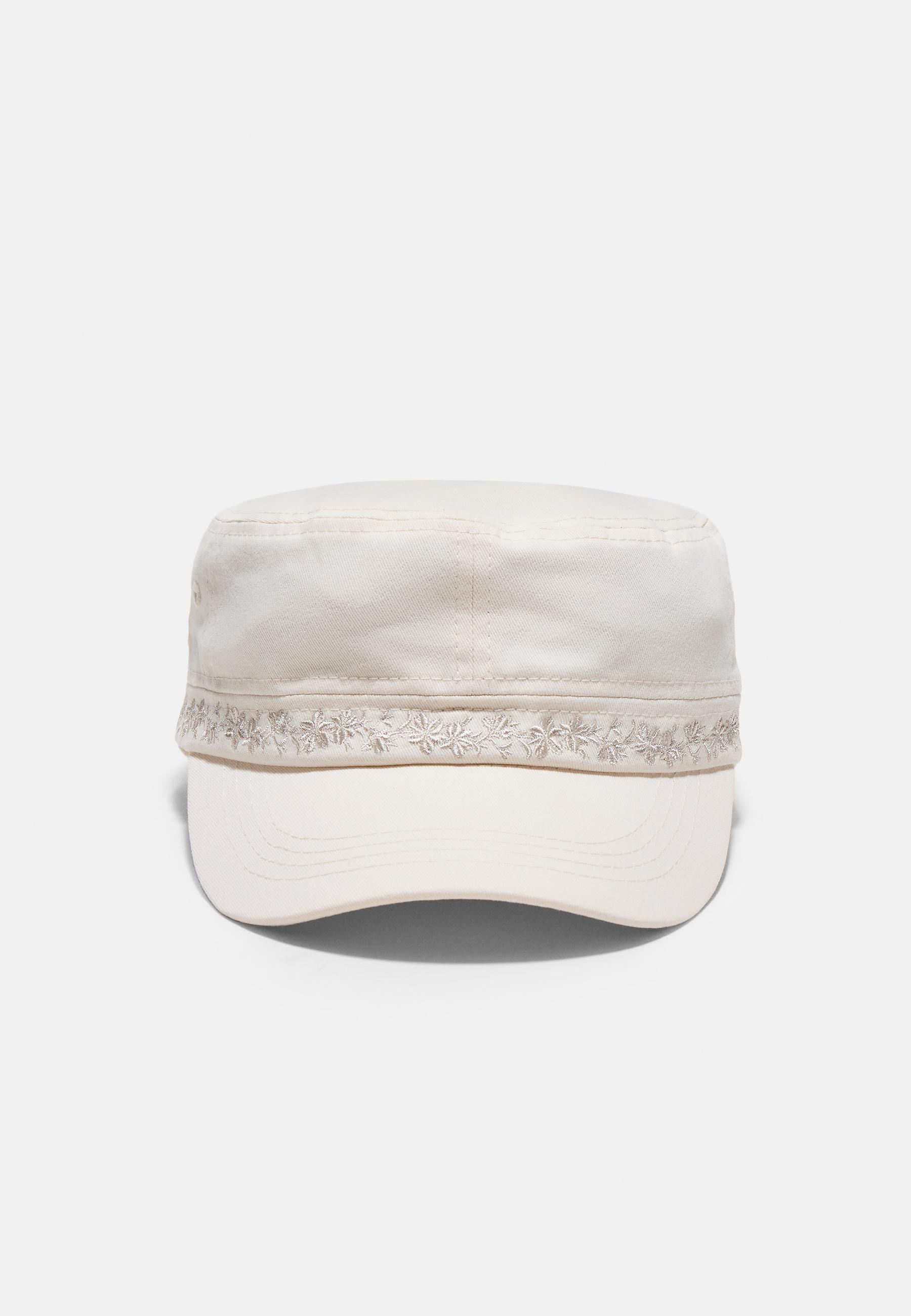 Embroidered sailor cap — Ecru
