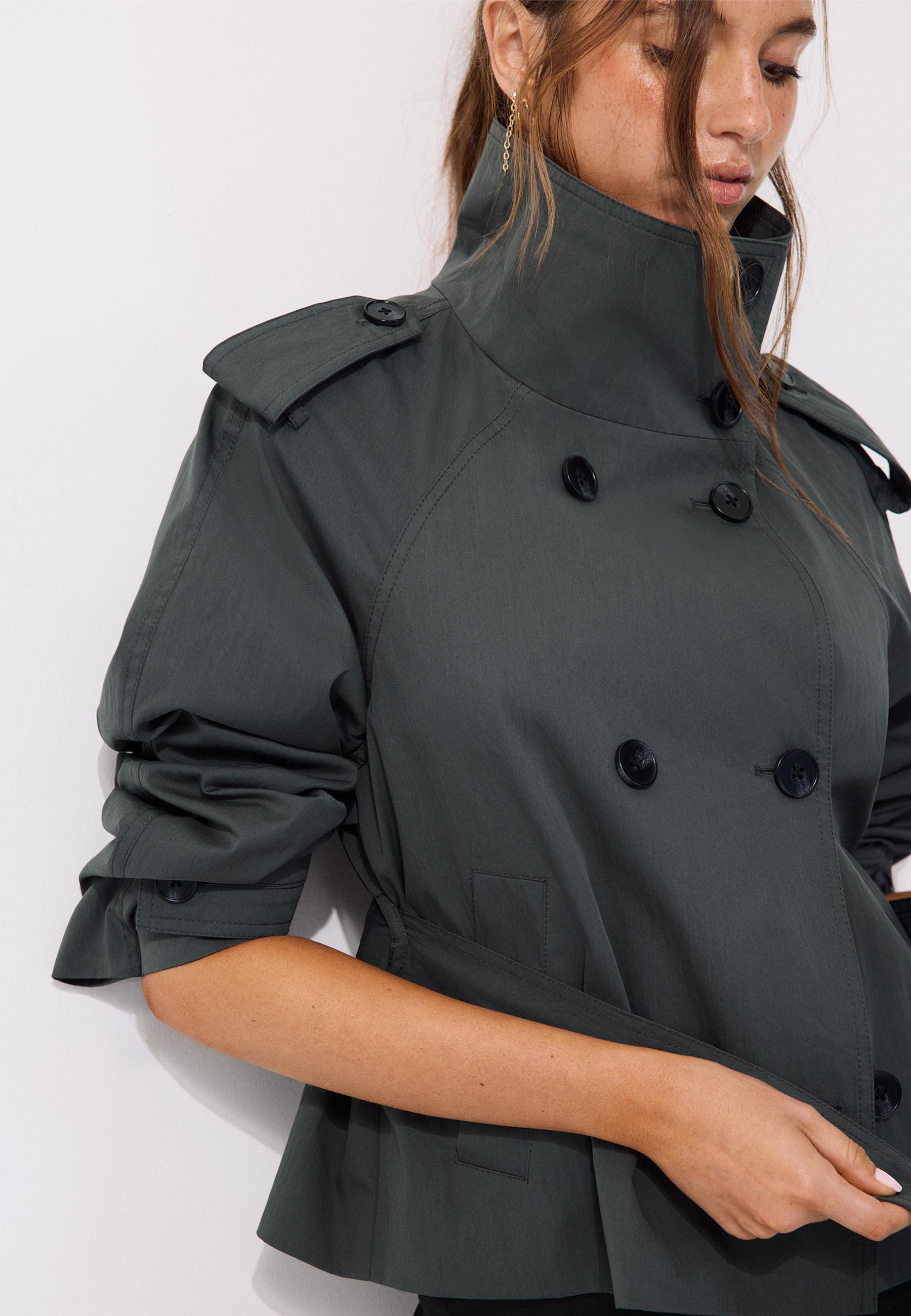 High-neck trench coat with belt - Women's fashion | Stradivarius
