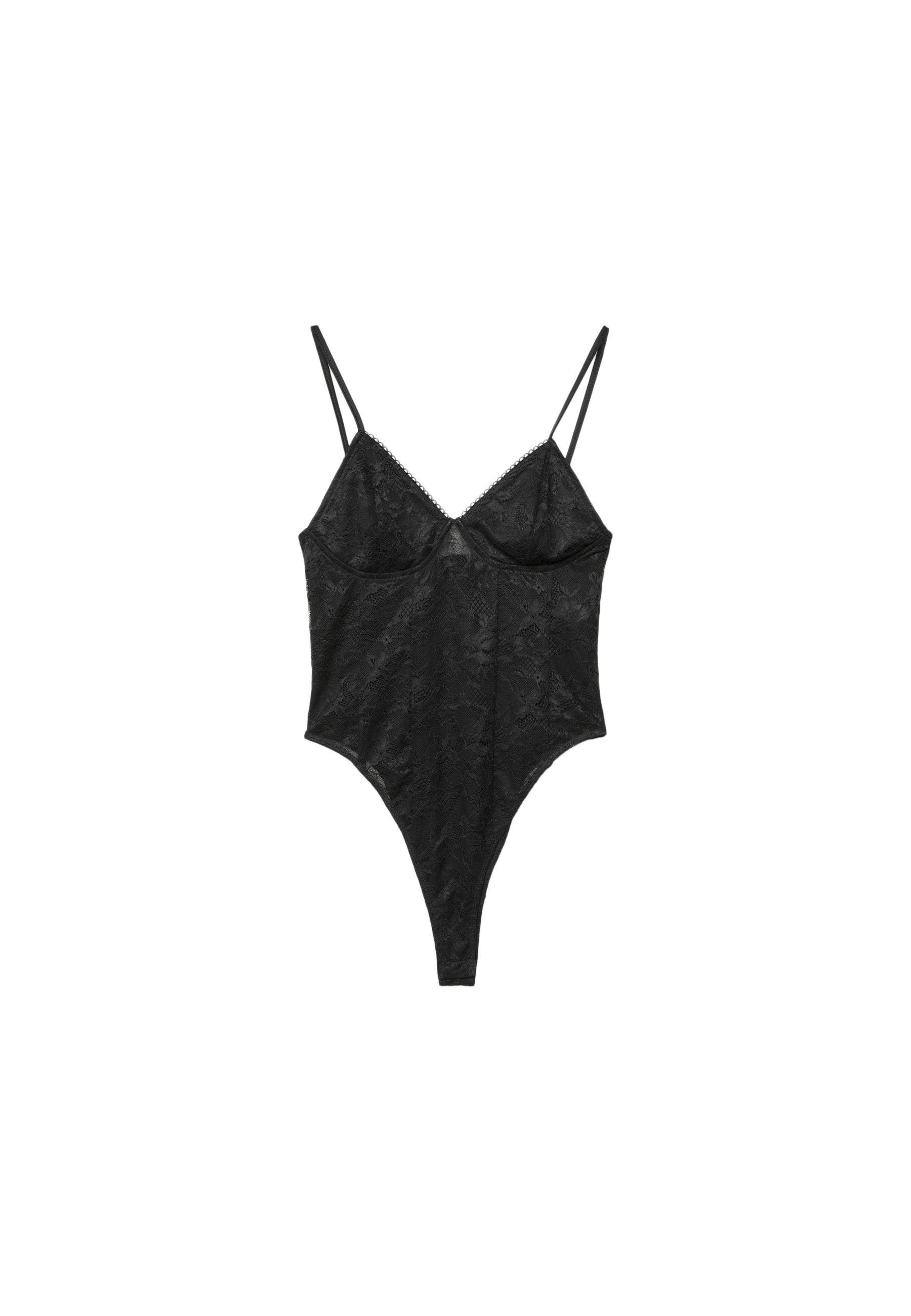 Lace strap bodysuit — Black