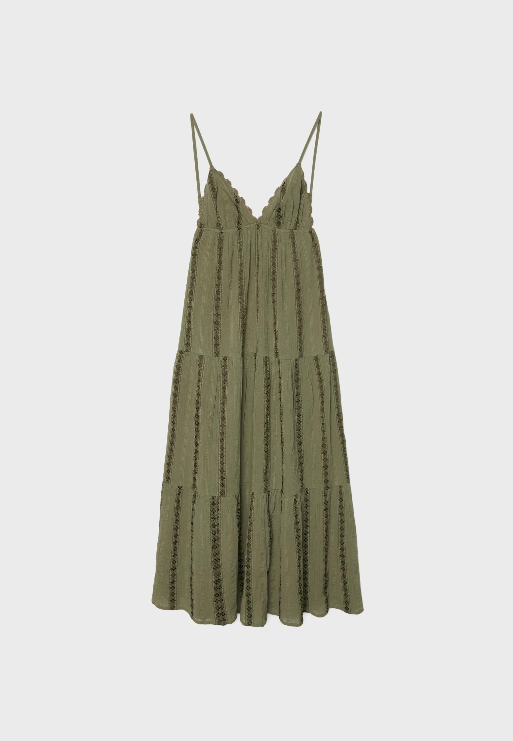 Long flowing dress with open back — Khaki