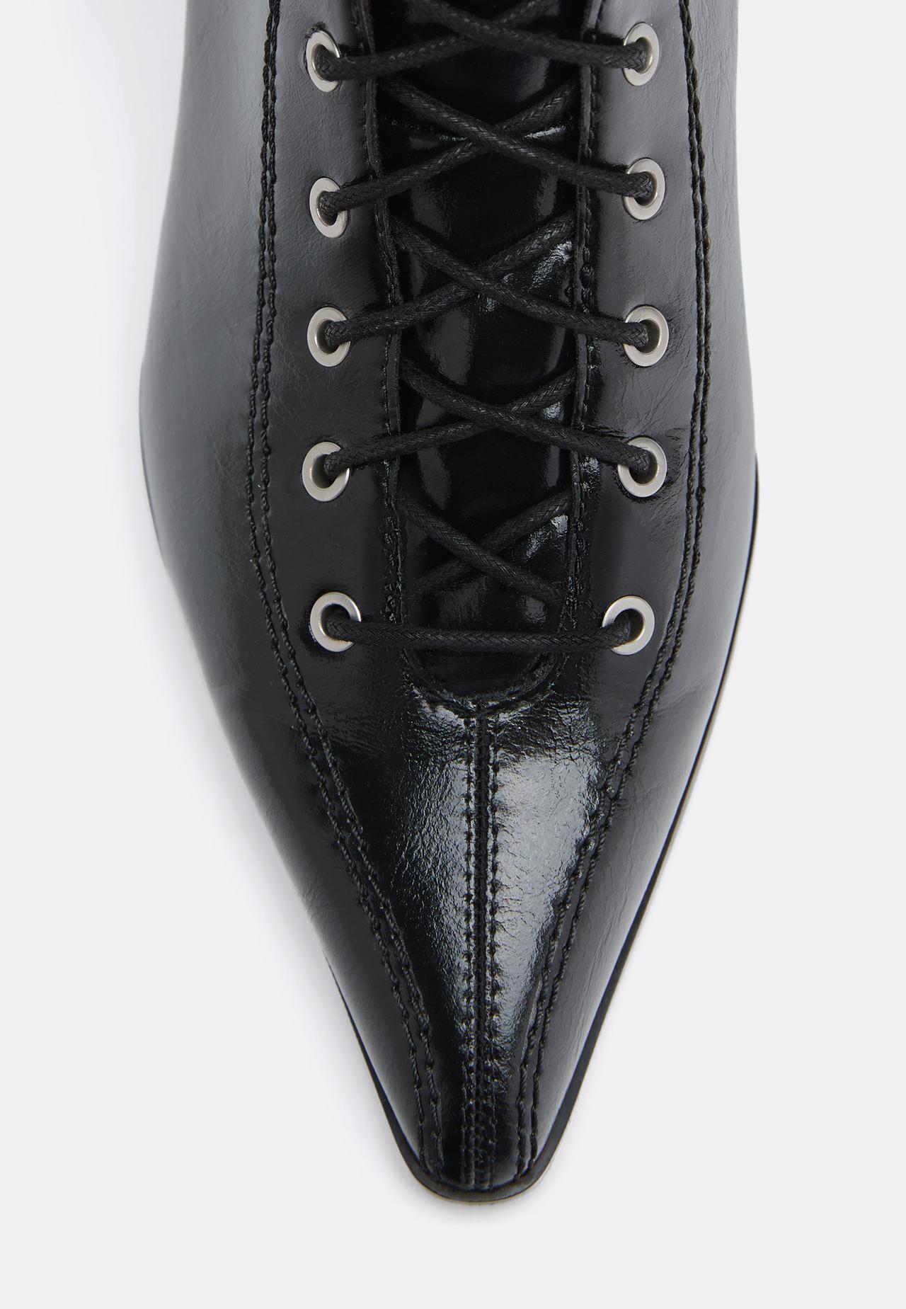 Lace-up kitten heel boots — BLACK 