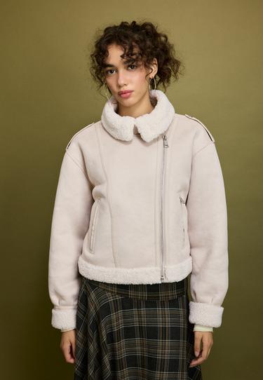 Double-faced biker jacket — Ecru 3