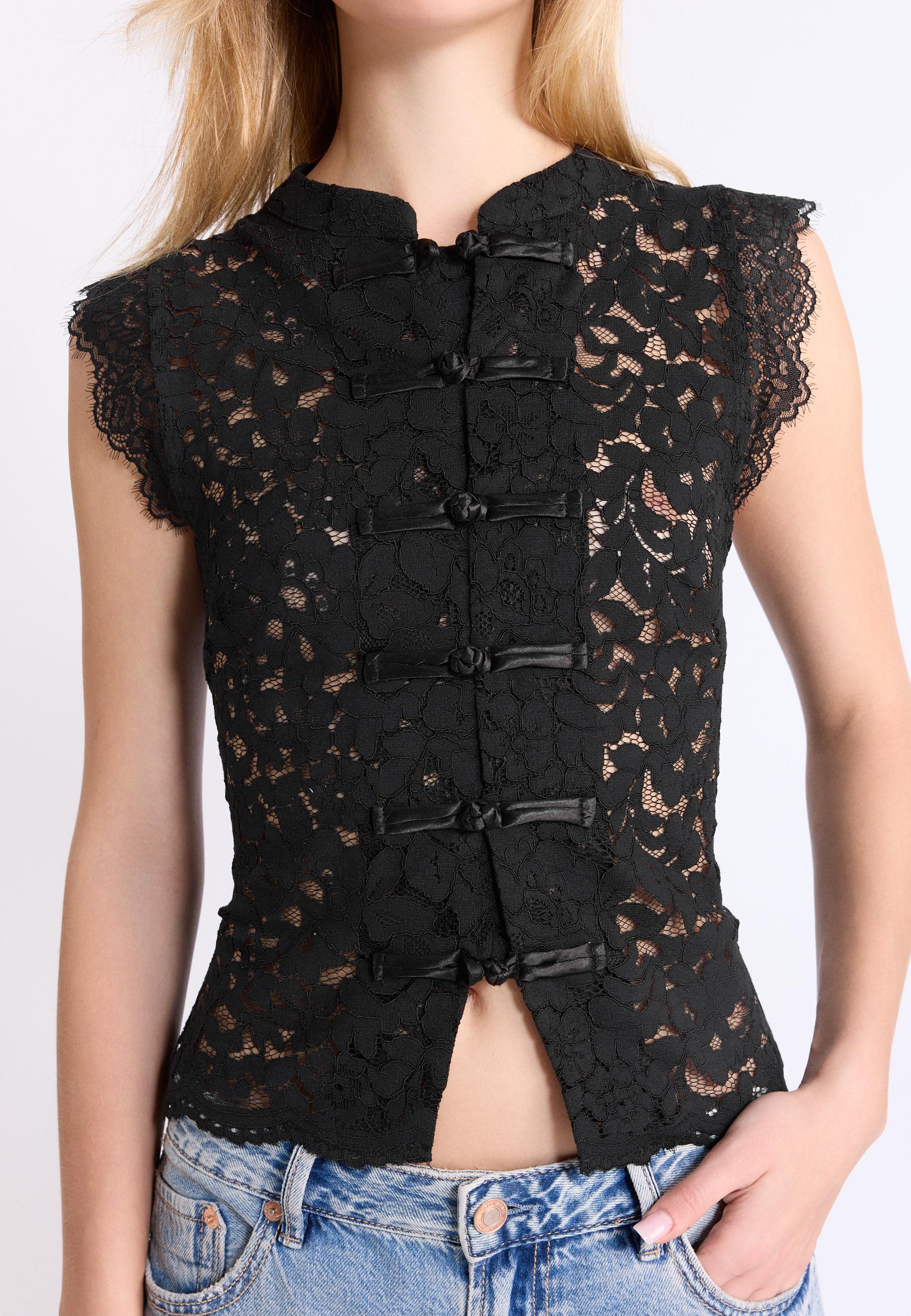 Lace Qipao Top - Women's fashion | Stradivarius Canada