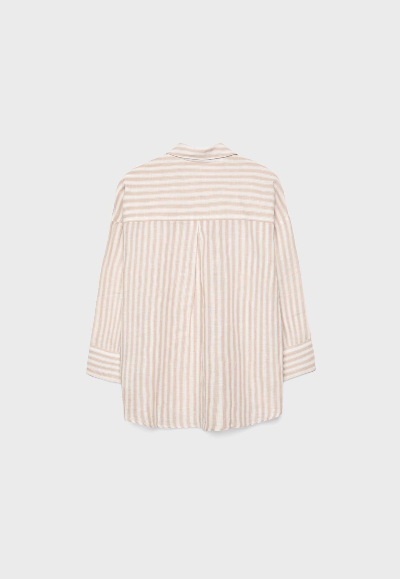 Linen-effect kimono sleeve shirt — Stone