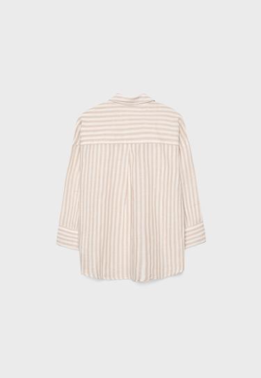 Linen-effect kimono sleeve shirt — Stone 8
