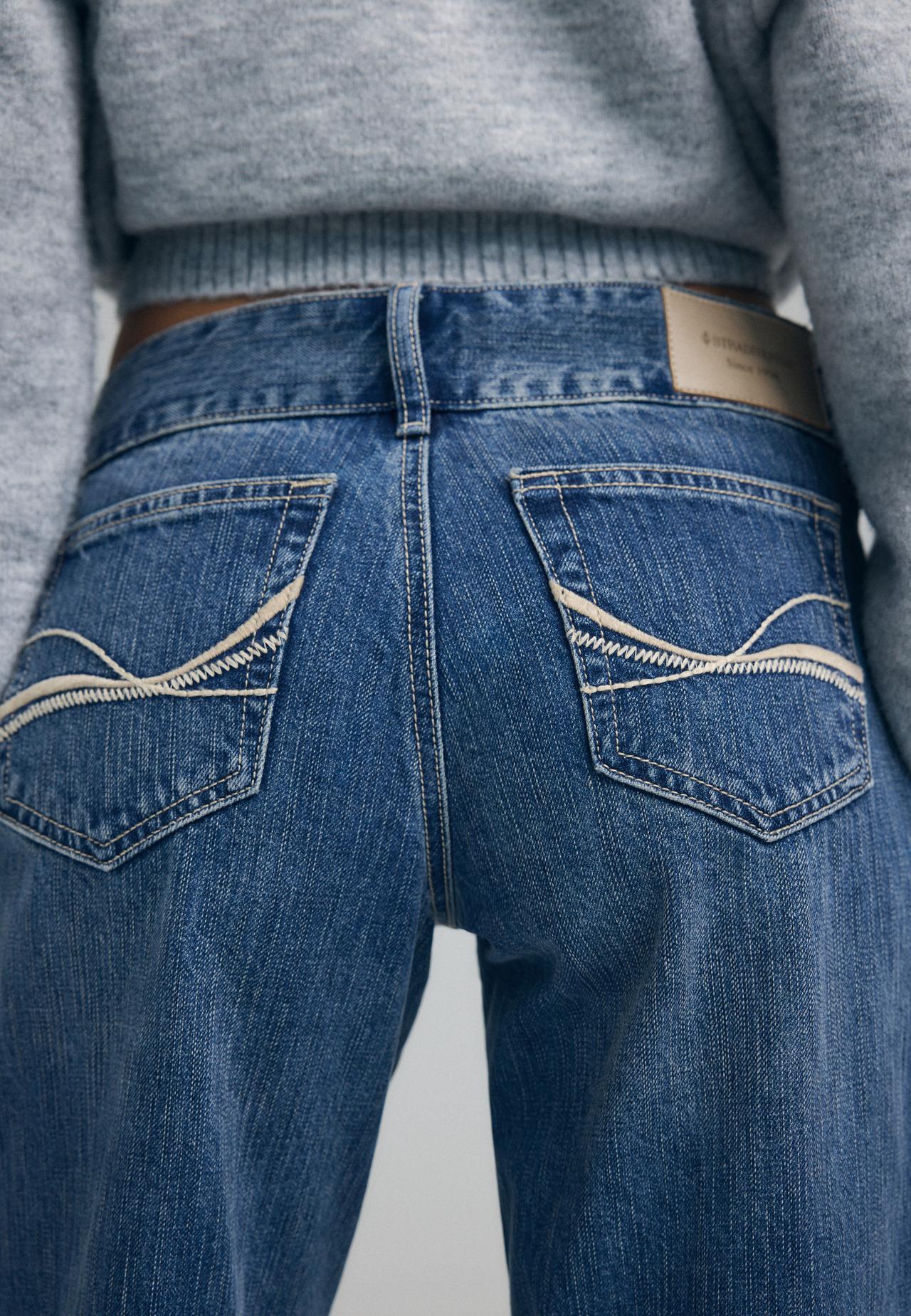Low-rise straight jeans with hammer waist — MEDIUM DENIM WASH