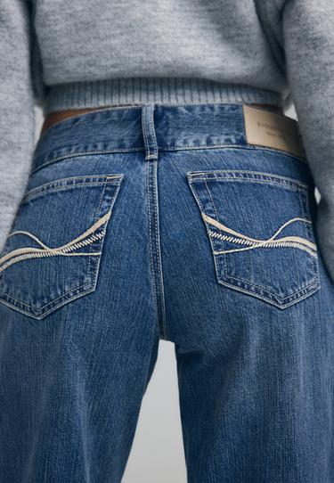 Low-rise straight jeans with hammer waist — MEDIUM DENIM WASH 6
