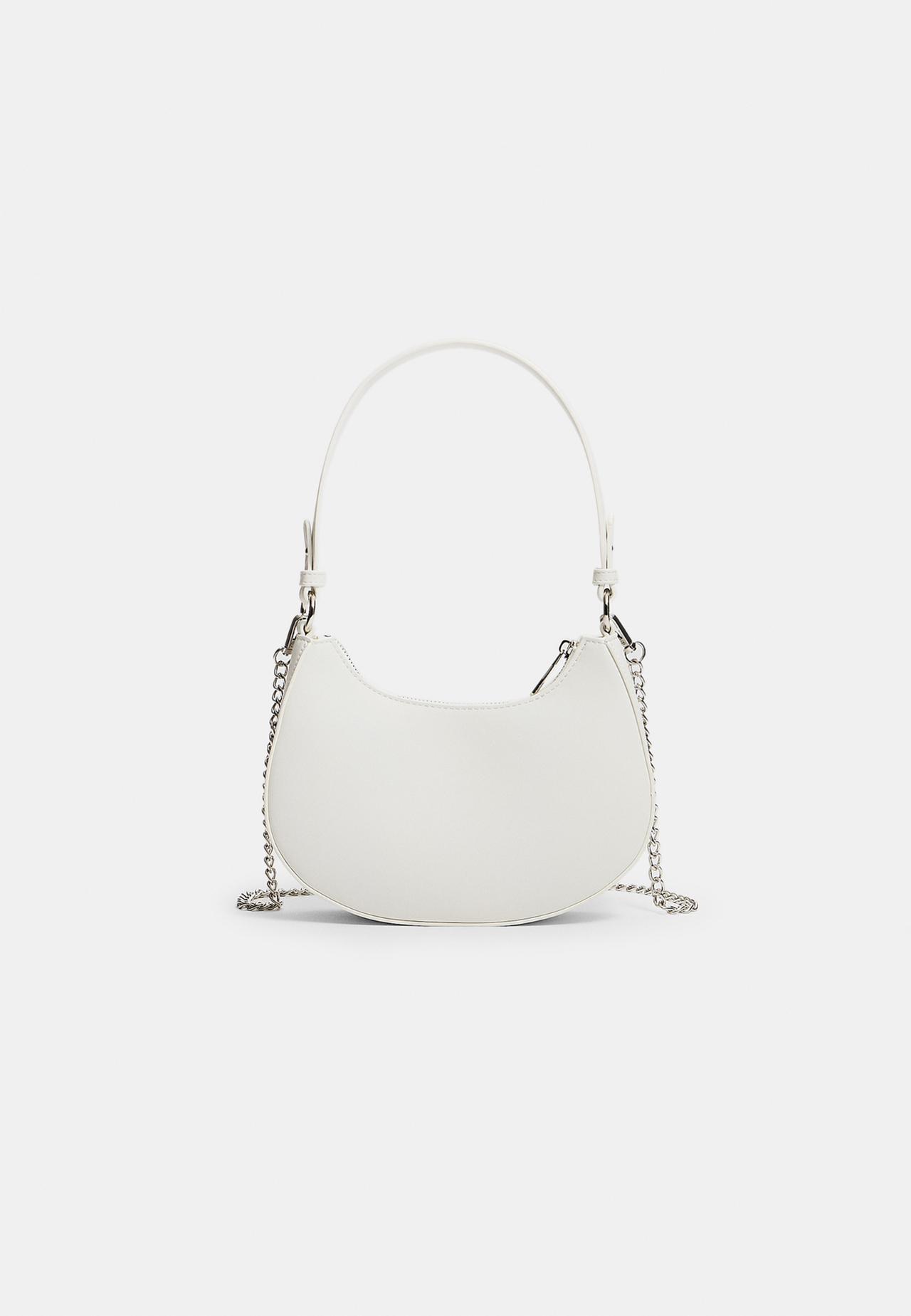 Moon shoulder bag with chain — White