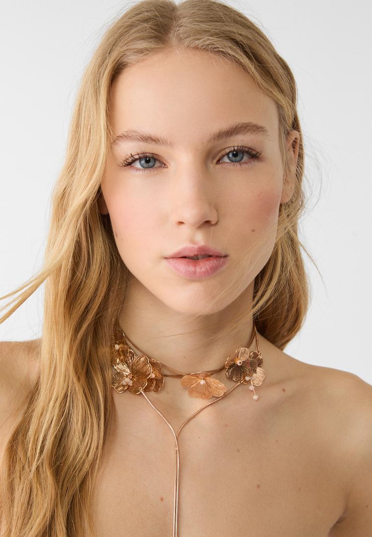 set 2 collares flor textura