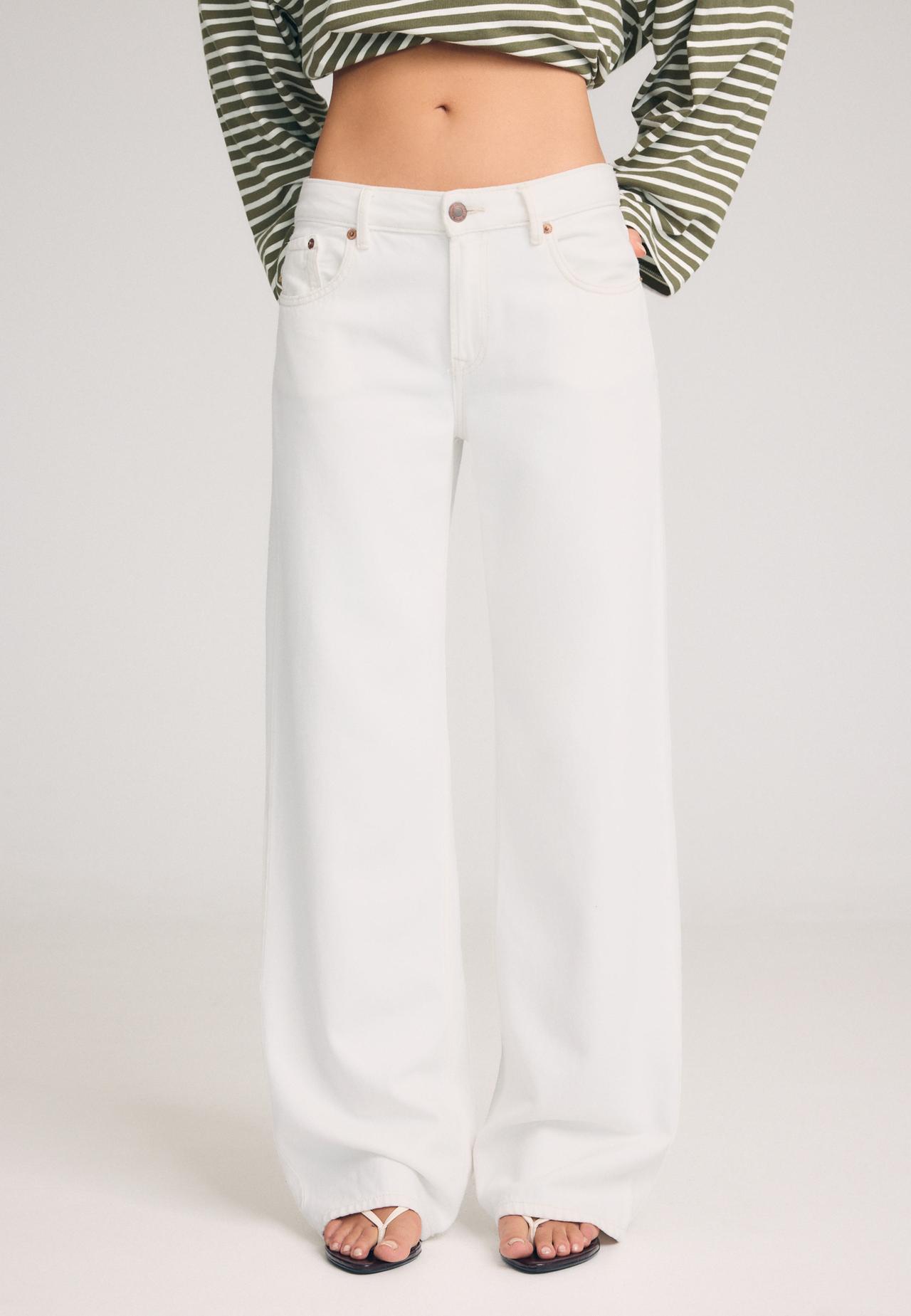 D91 low-rise wide-leg twill jeans — Vanilla