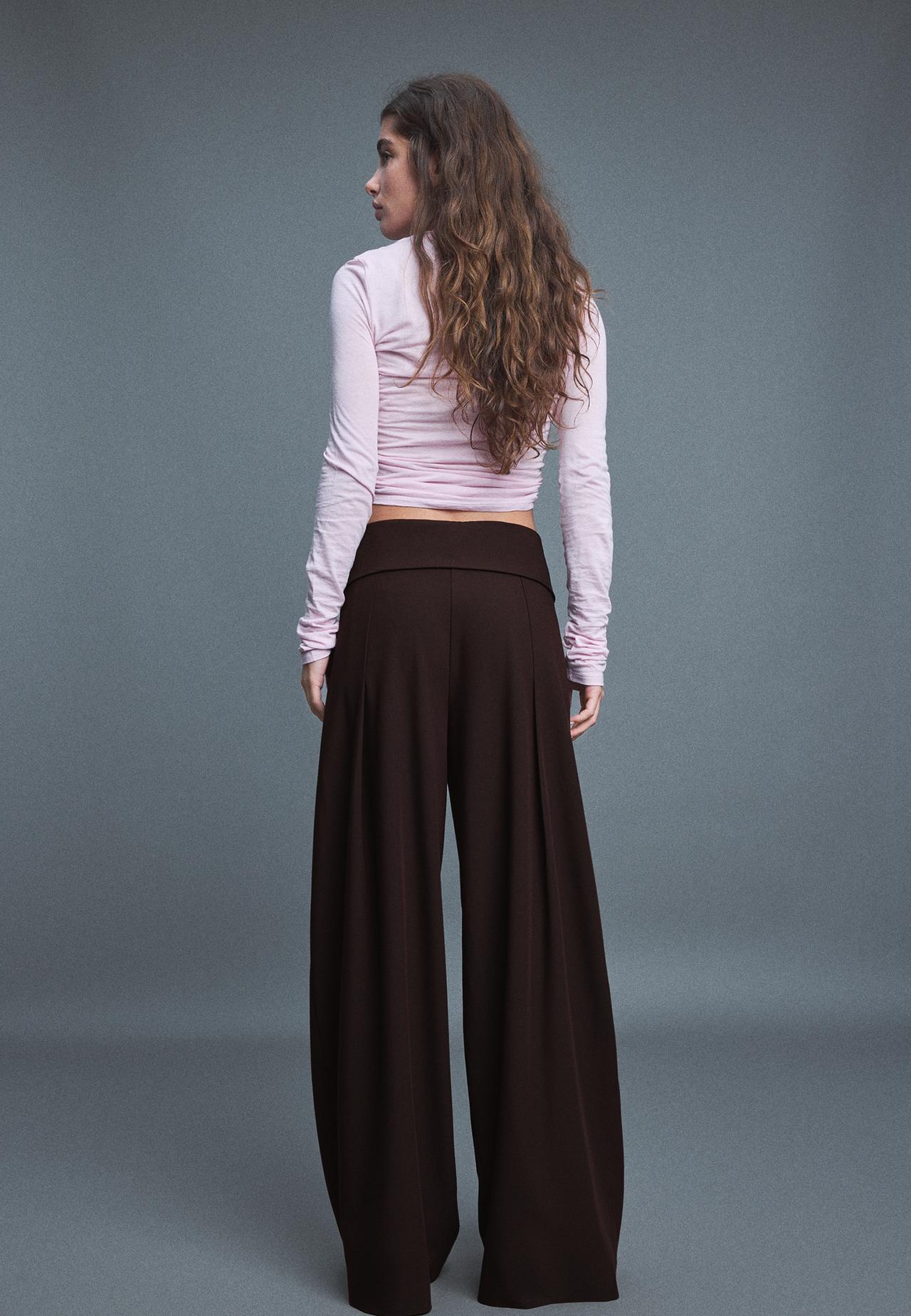 Turn-up waist smart trousers — Brown
