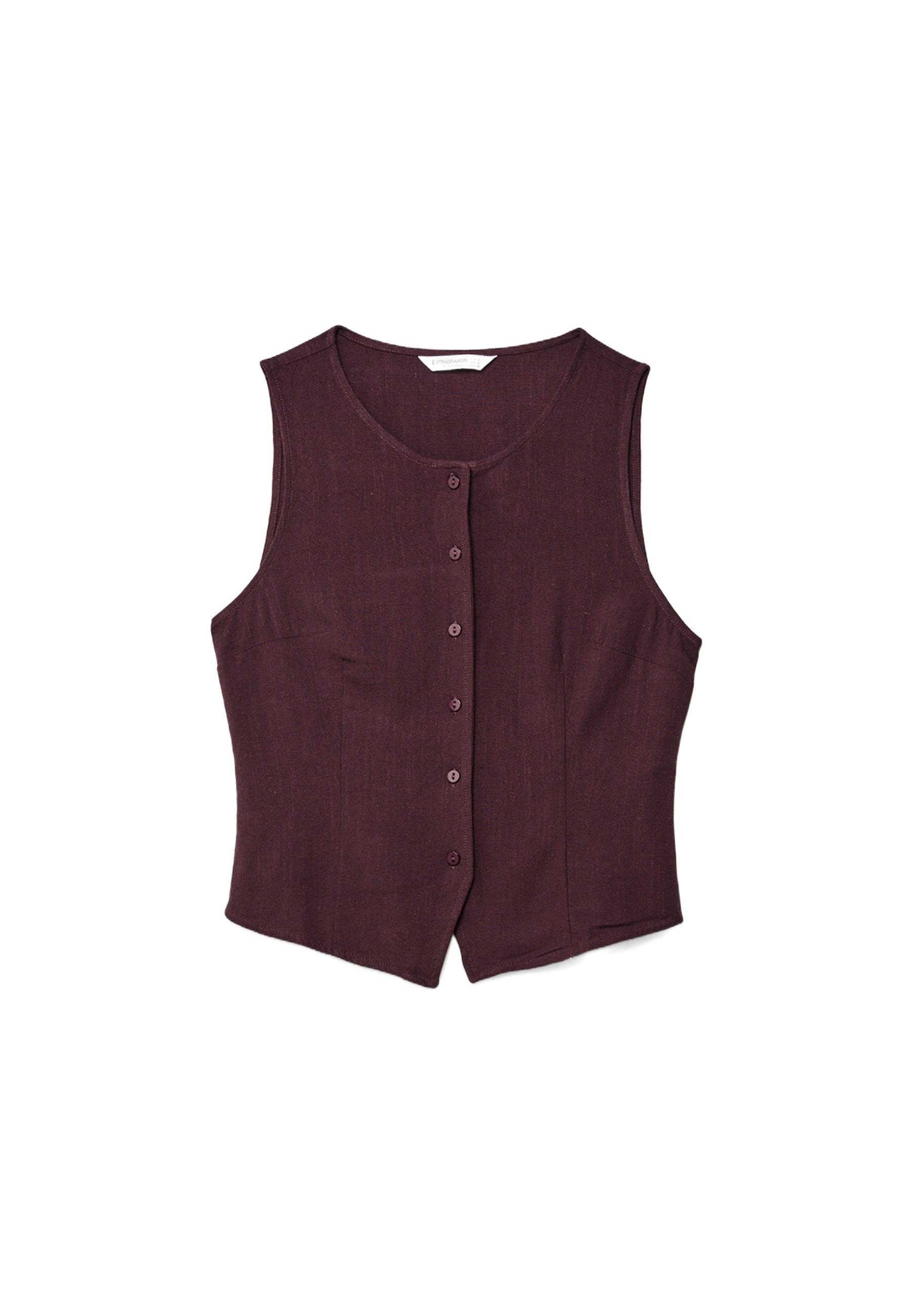 Sleeveless buttoned top — Purple