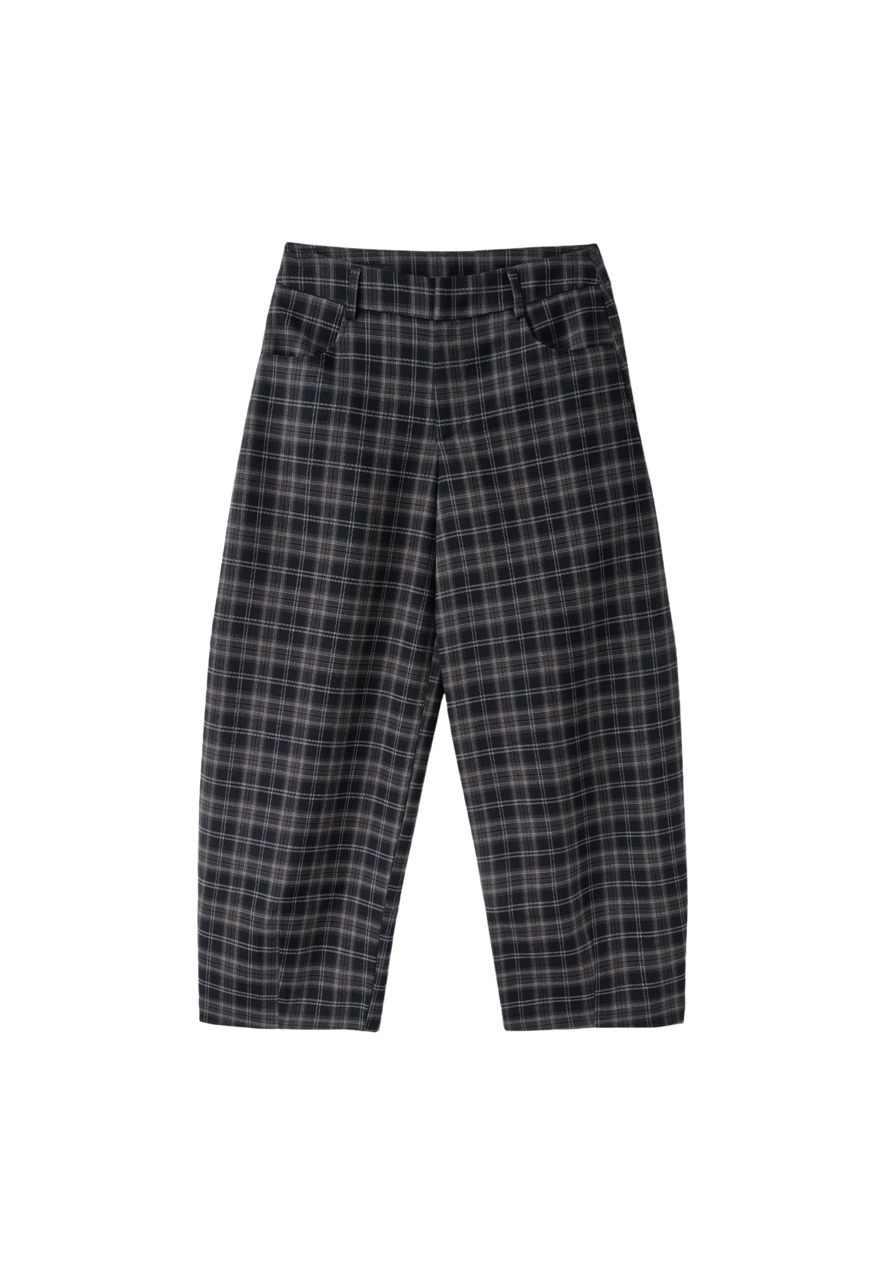 Stradivarius Ekose barrel kumaş pantolon
