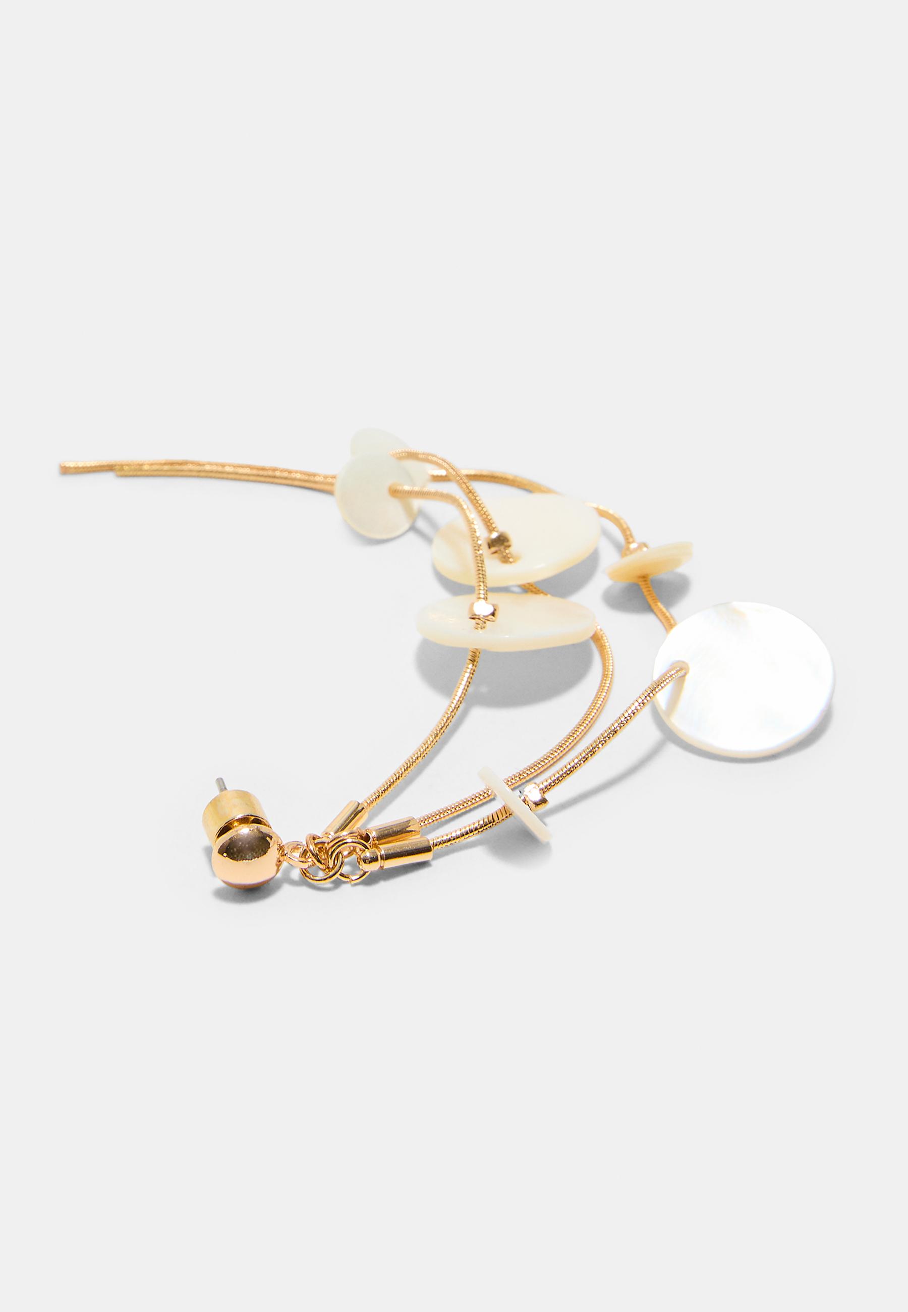 Mother-of-pearl effect dangle earrings — Gold