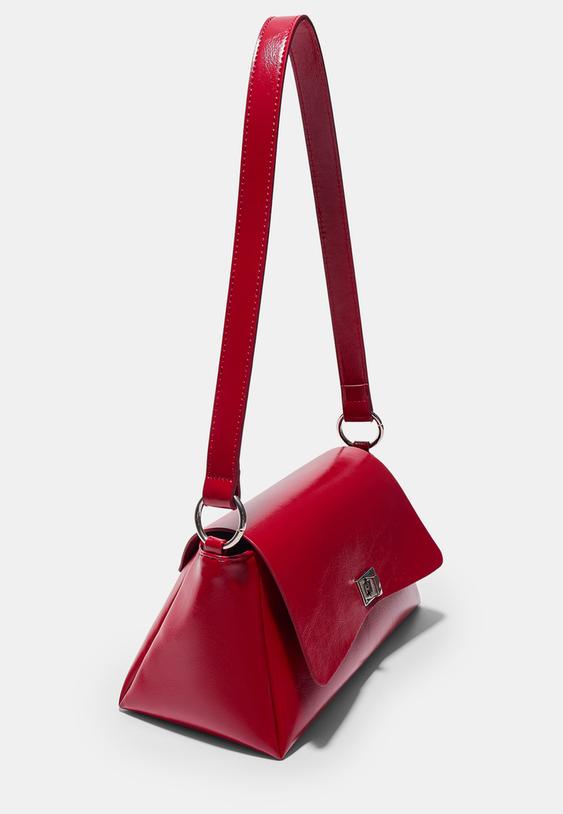 Stradivarius Large Flap Rectangular Mini Bag Red Os