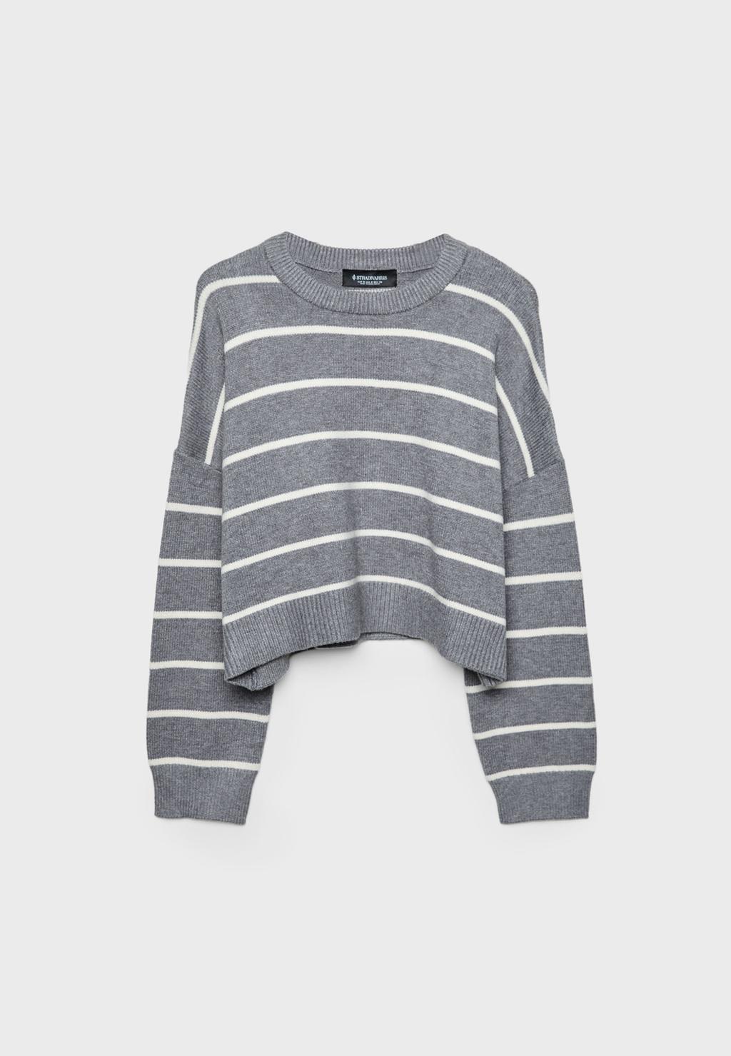 Maglia crop a righe in maglia