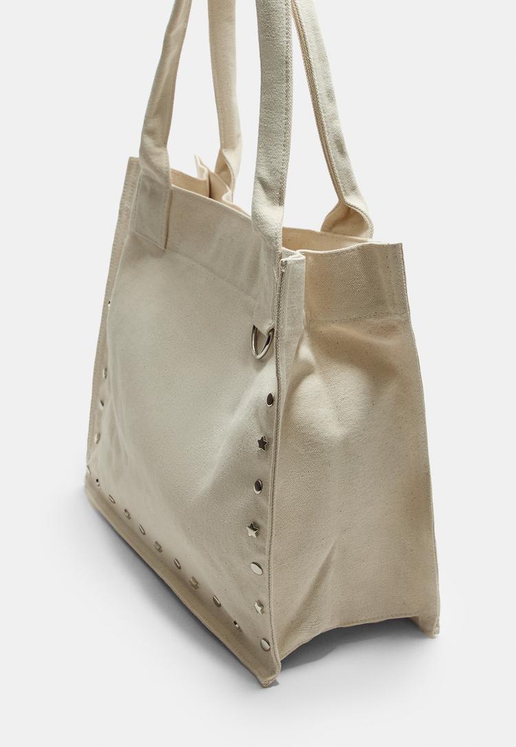 bolso shopper tejido tachas
