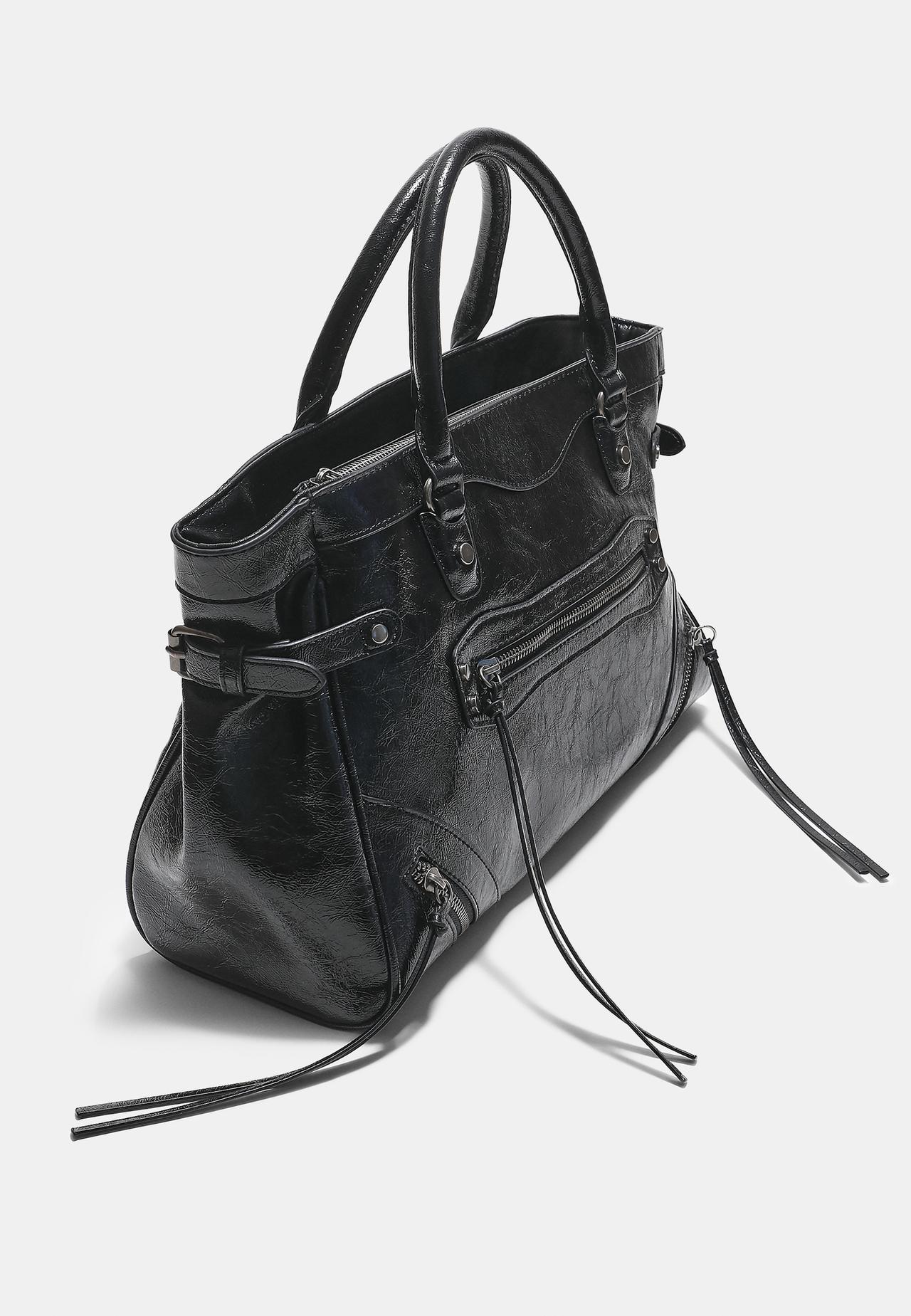 Large city bag with zip pulls — Black