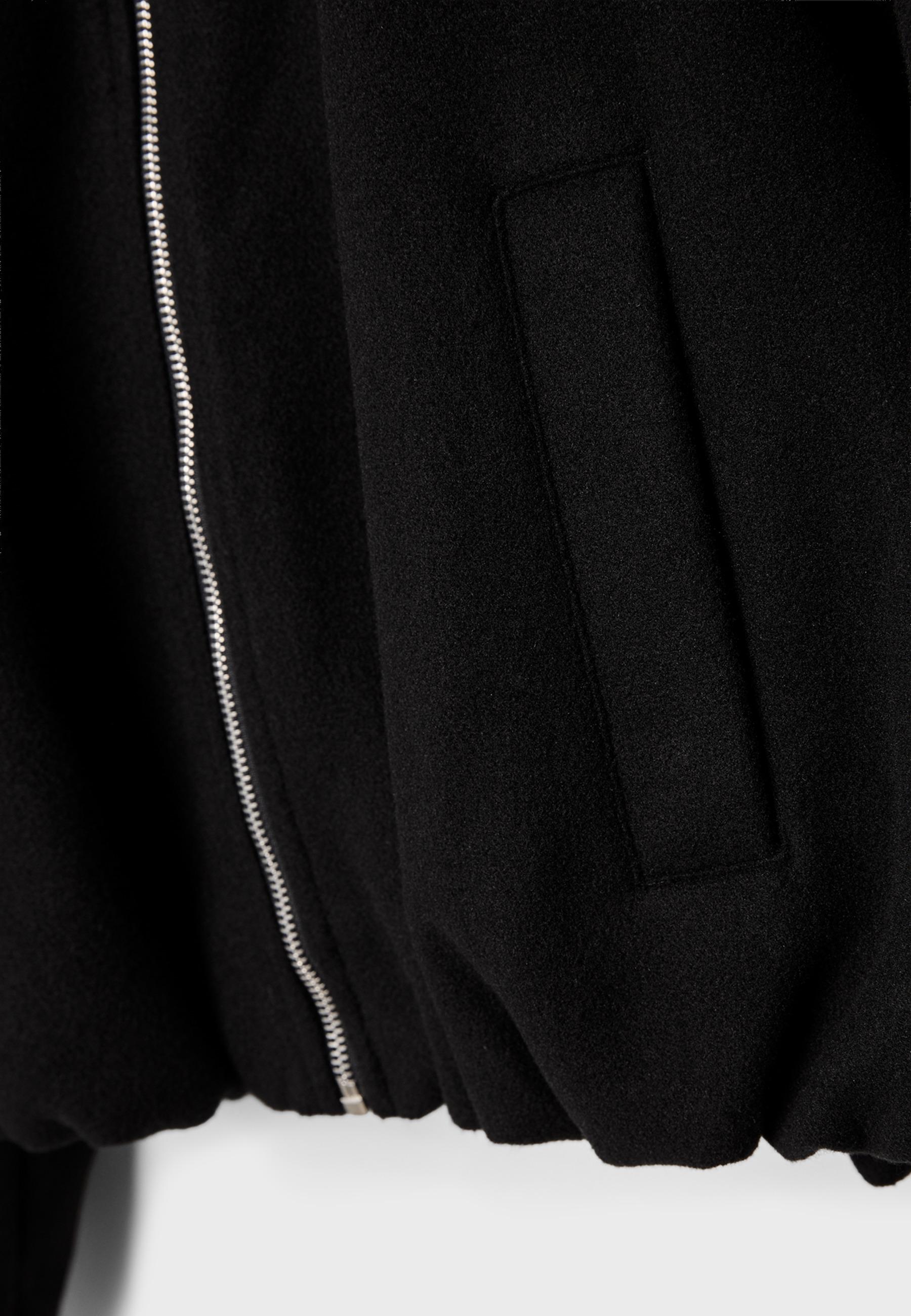 Soft-touch balloon bomber jacket — Black