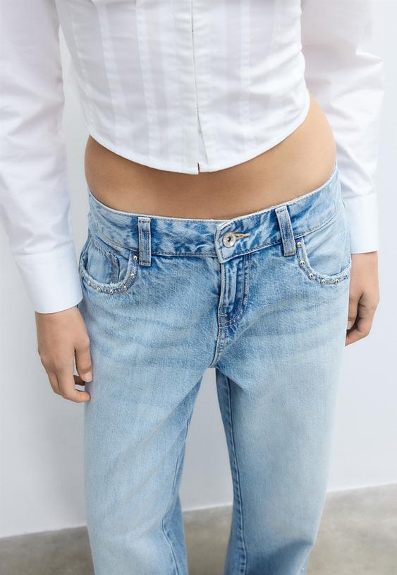 jean wide leg loose a clous