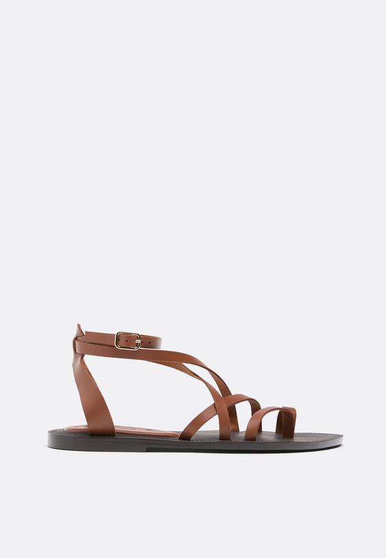 flat leather tieup sandals