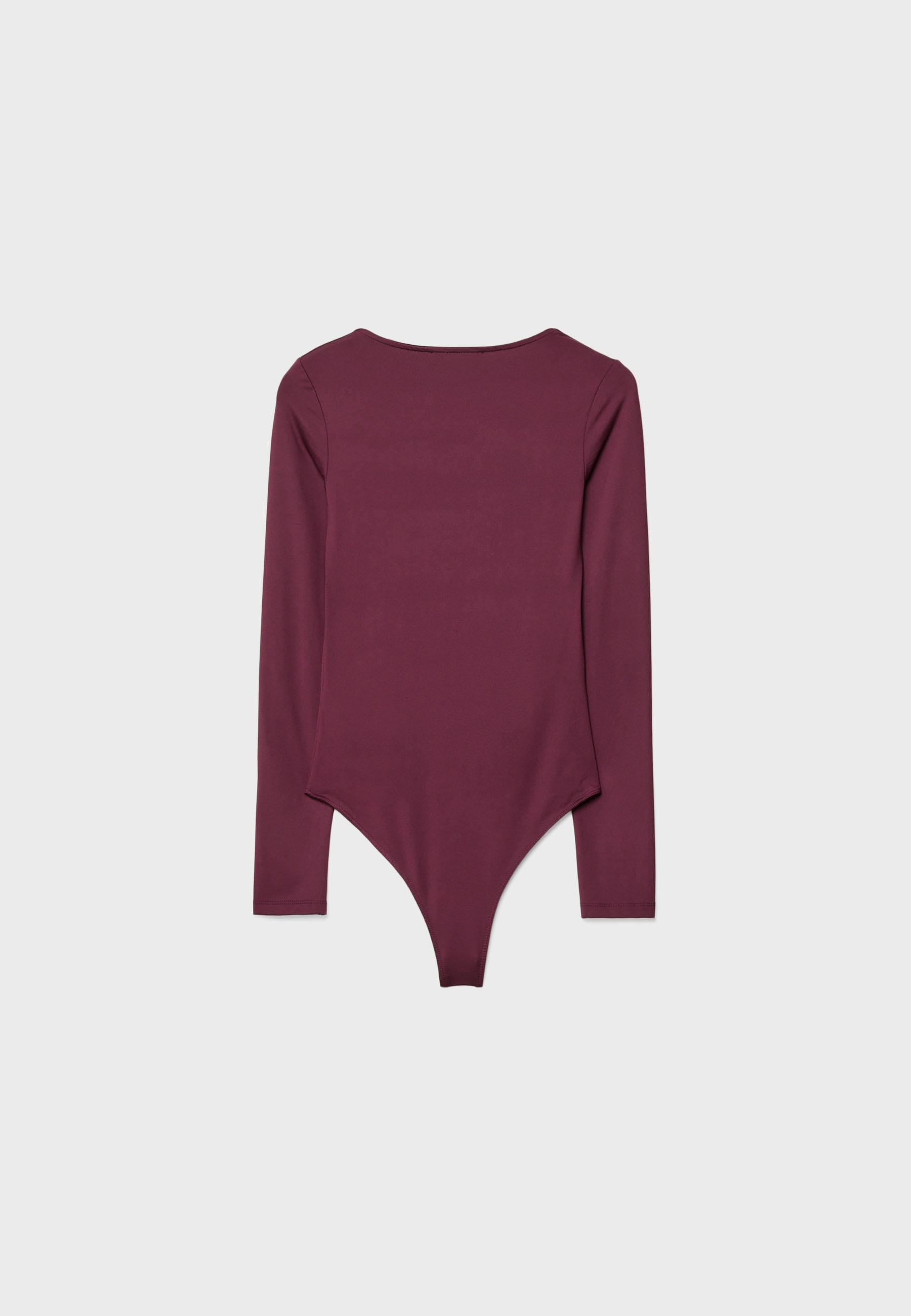 Long sleeve square neck bodysuit — AUBERGINE