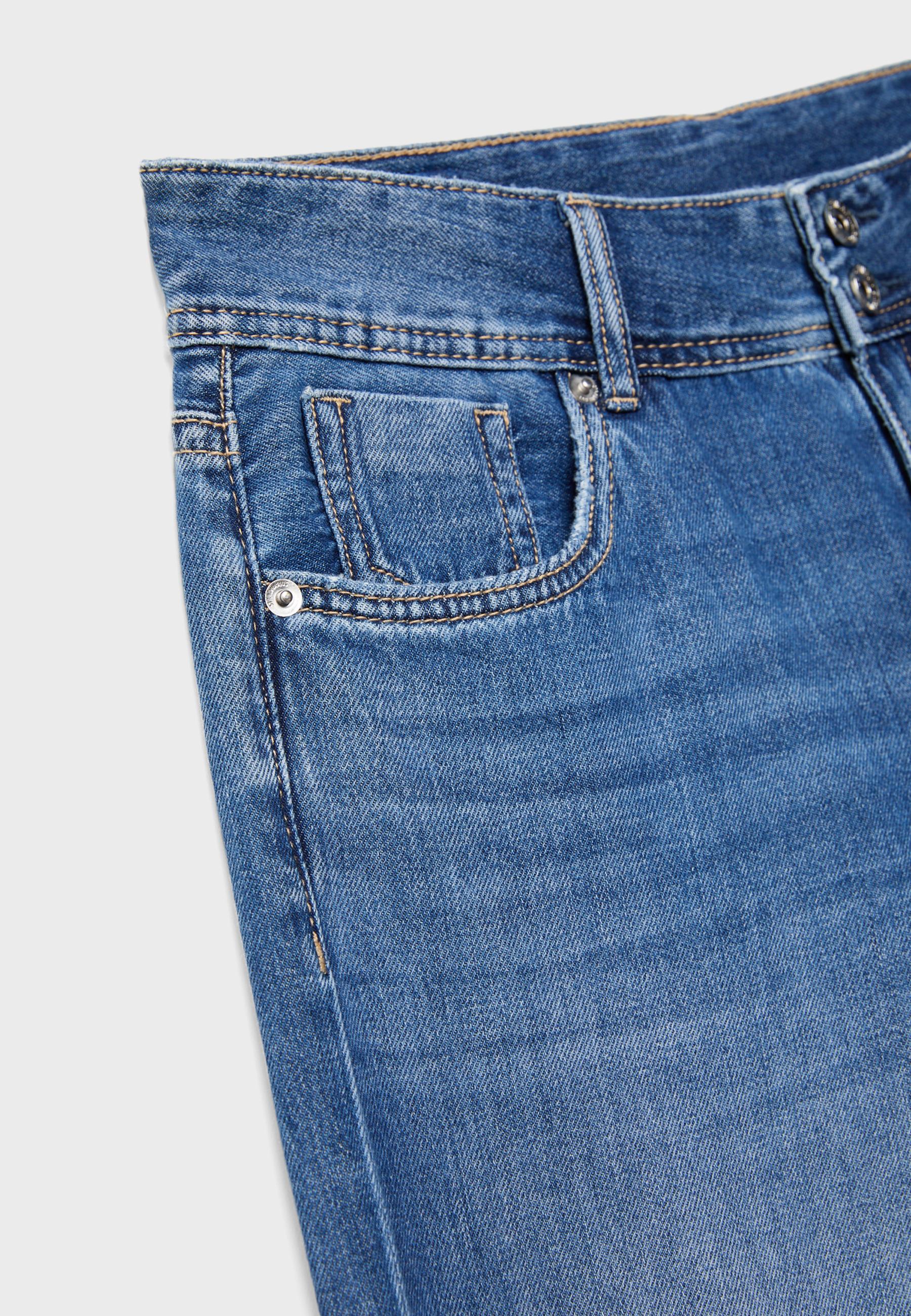 Low-rise double-button jeans — MEDIUM BLUE DENIM