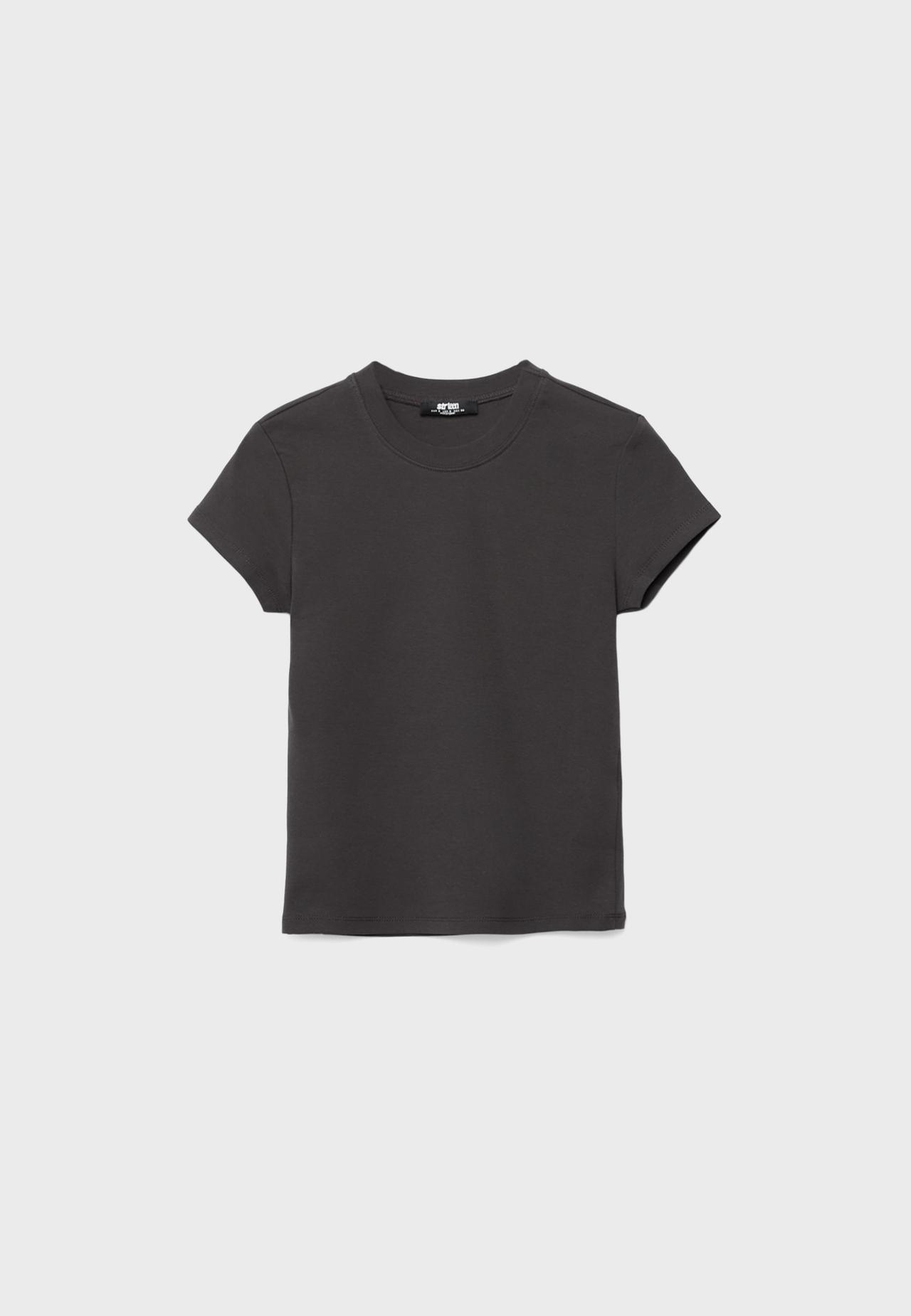 Basic round neck short sleeve T-shirt — Brown
