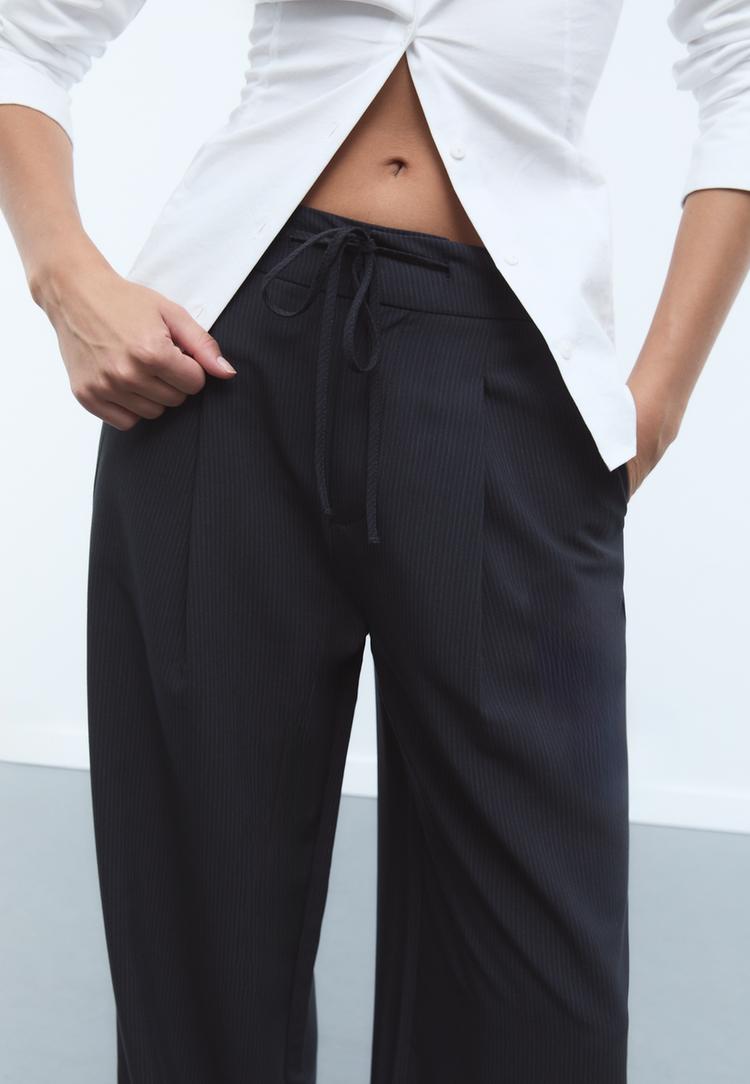 pantalon vestir pinza cordones rayas