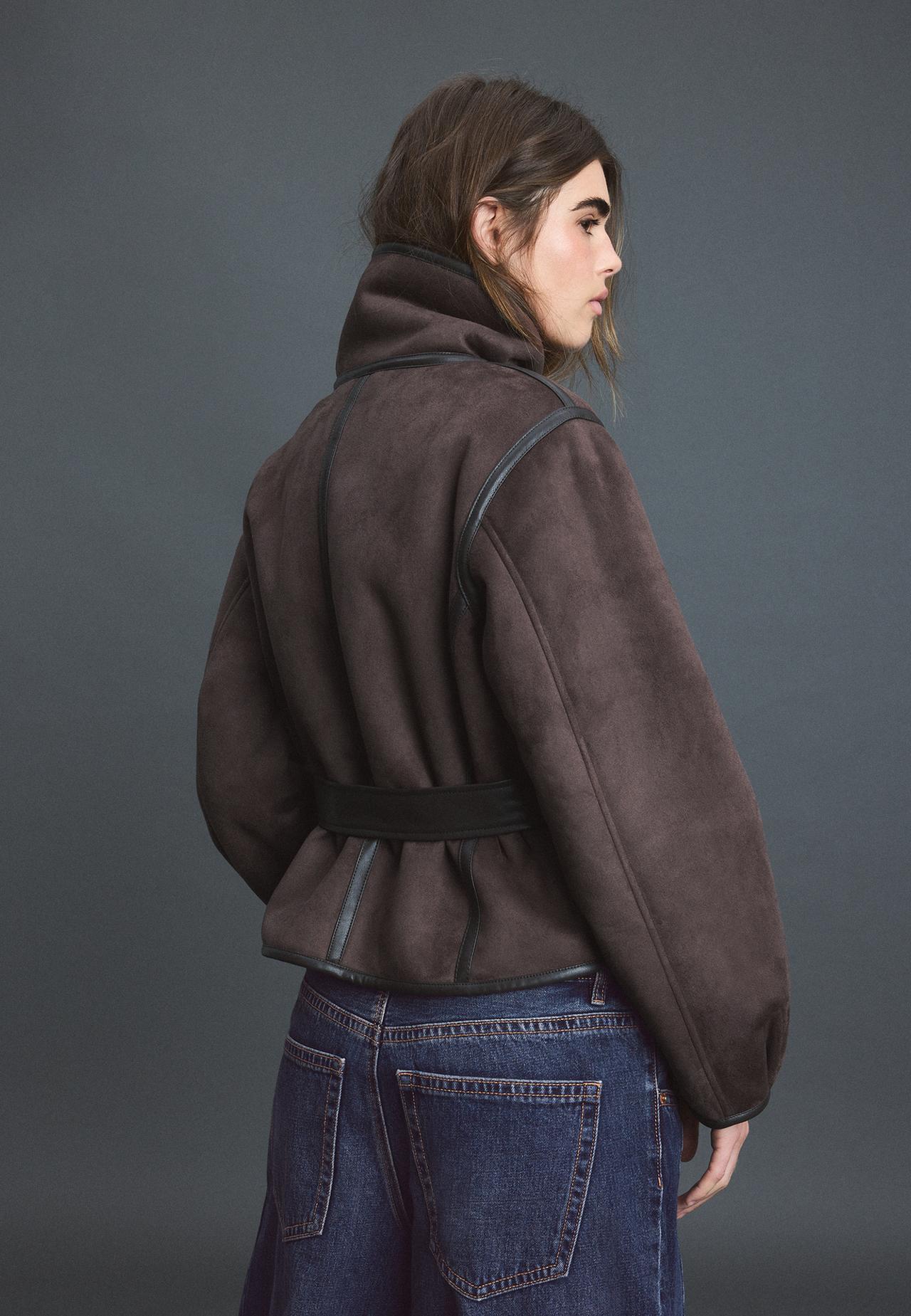 Double-faced cross-over jacket — Brown
