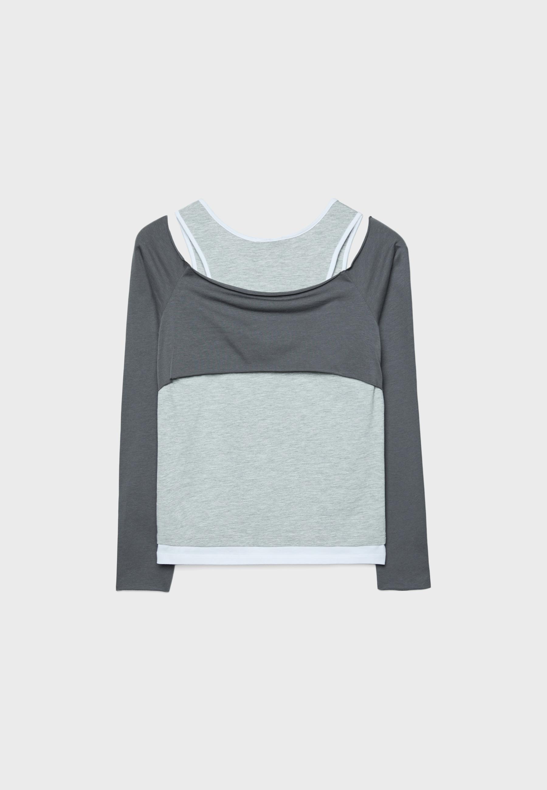 Long sleeve overlay top — Grey