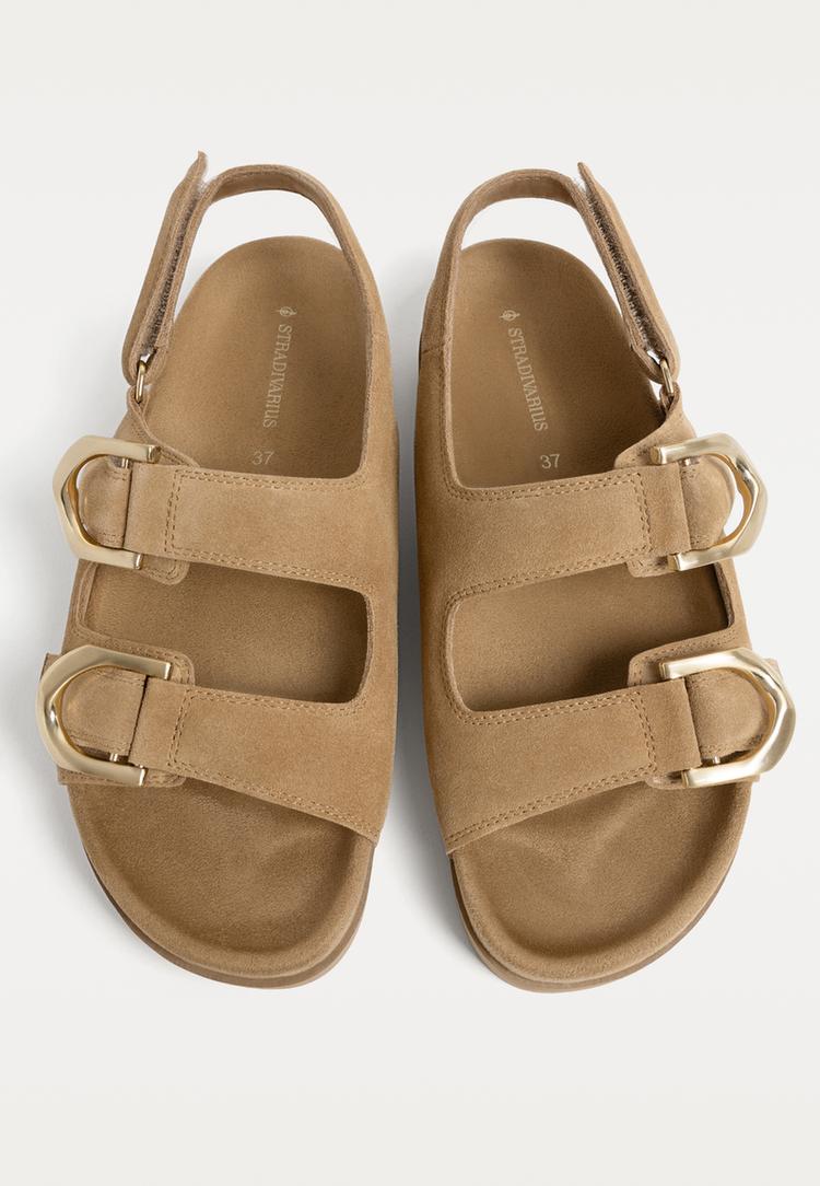 sandalias plana piel hebillas