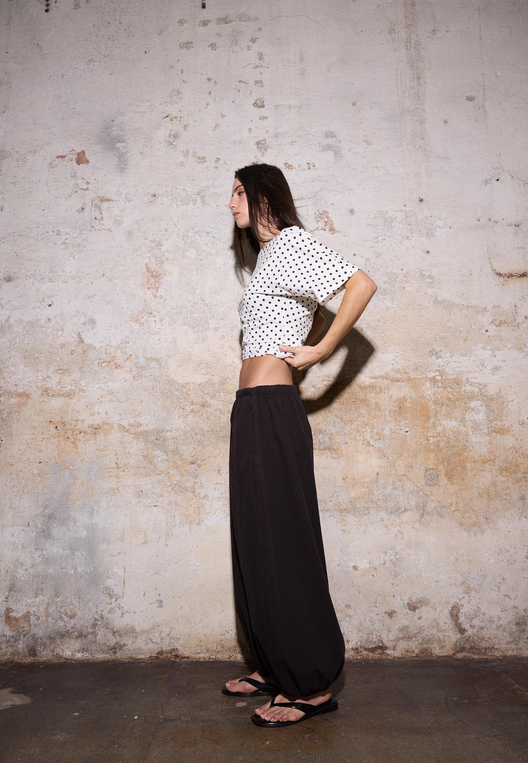 Poplin bloomer trousers — Black