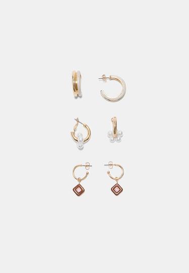 Set of 3 charm earrings — Gold 1