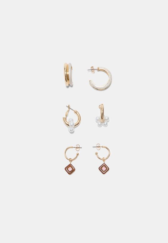 lot de 3 paires de boucles doreilles avec breloques