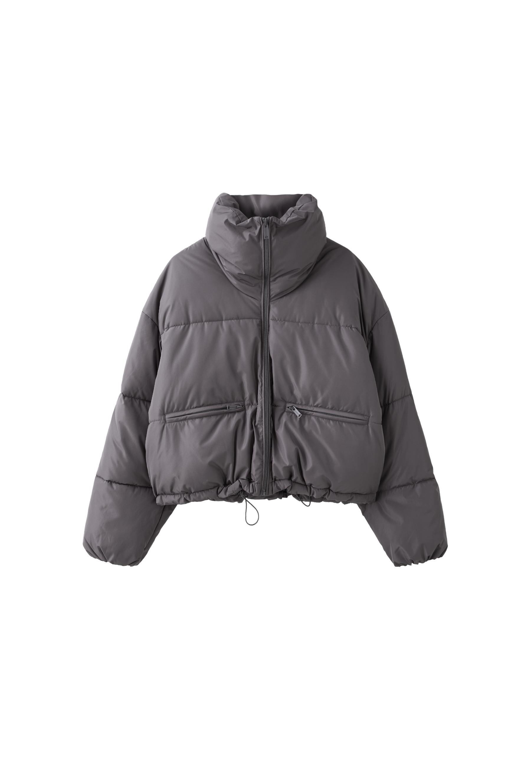 Basic hooded puffer jacket — Dark grey