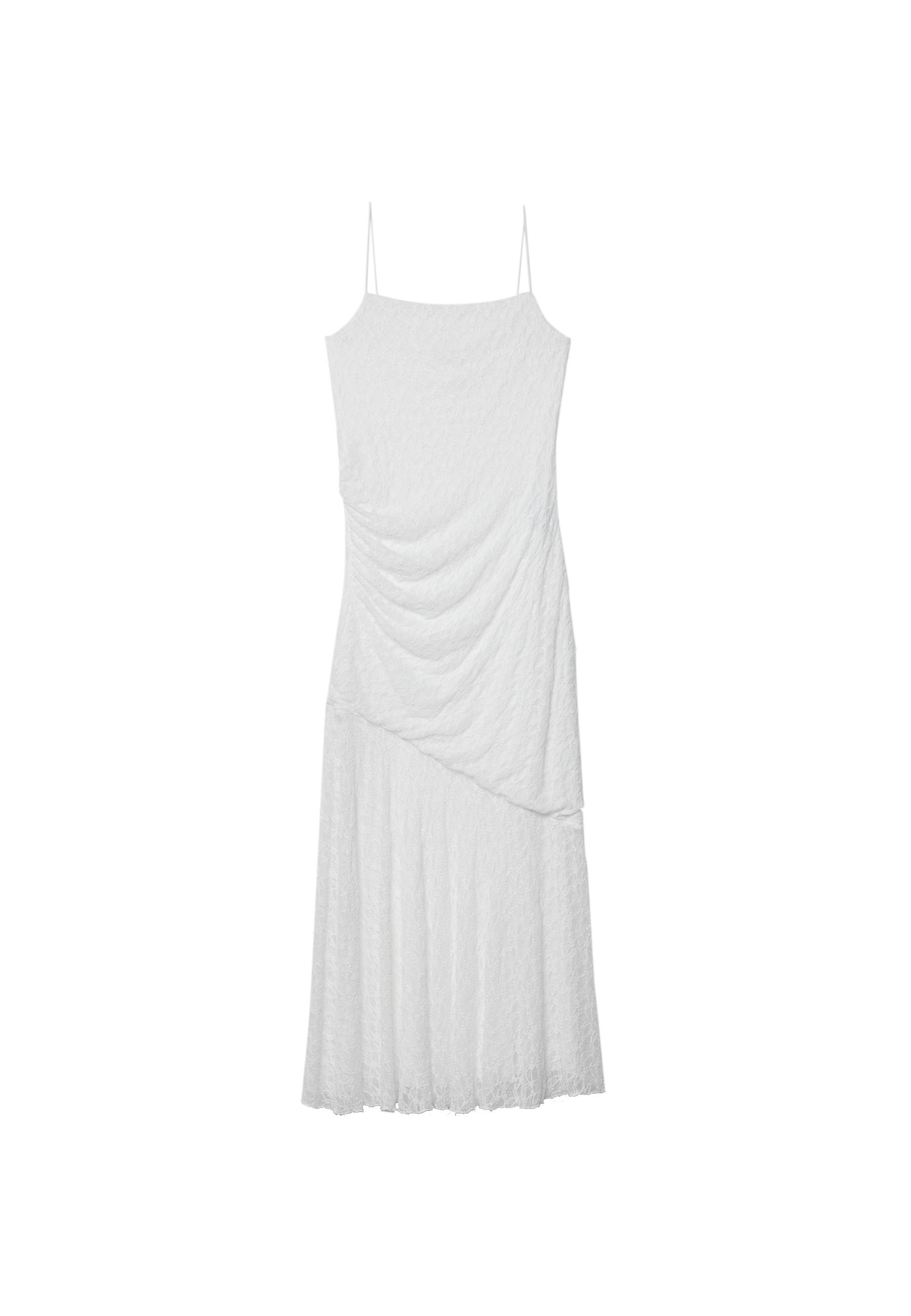 Lace strappy midi dress — Ecru