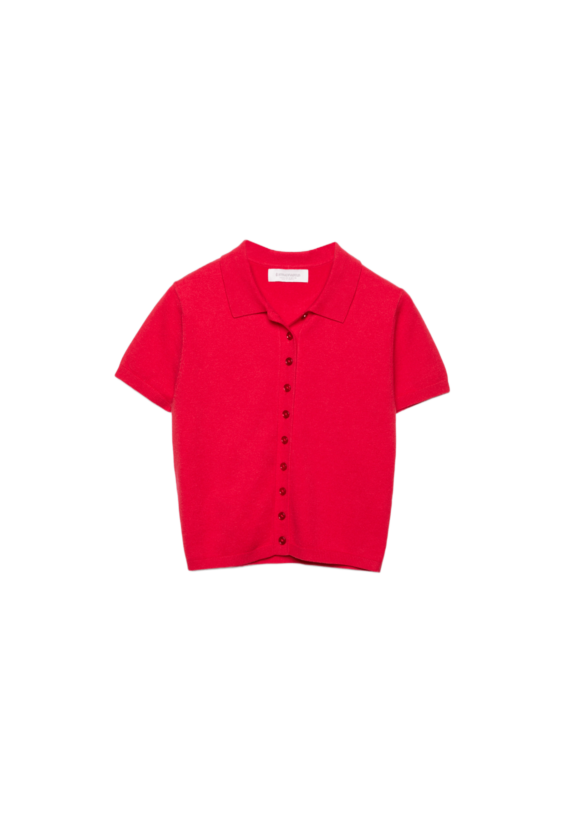 Short sleeve knit polo sweater — Red